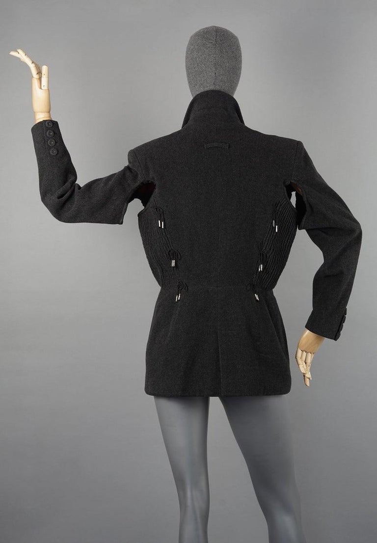Women's Vintage JEAN PAUL GAULTIER Avant Garde Zippered Arm Hole Wool Blazer Jacket For Sale