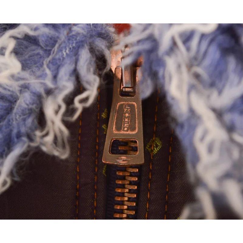 Vintage Jean Paul Gaultier Jeans AW 1995 Skull Jacquard Purple Satin Fuzzy Fur Jacket in vendita 4