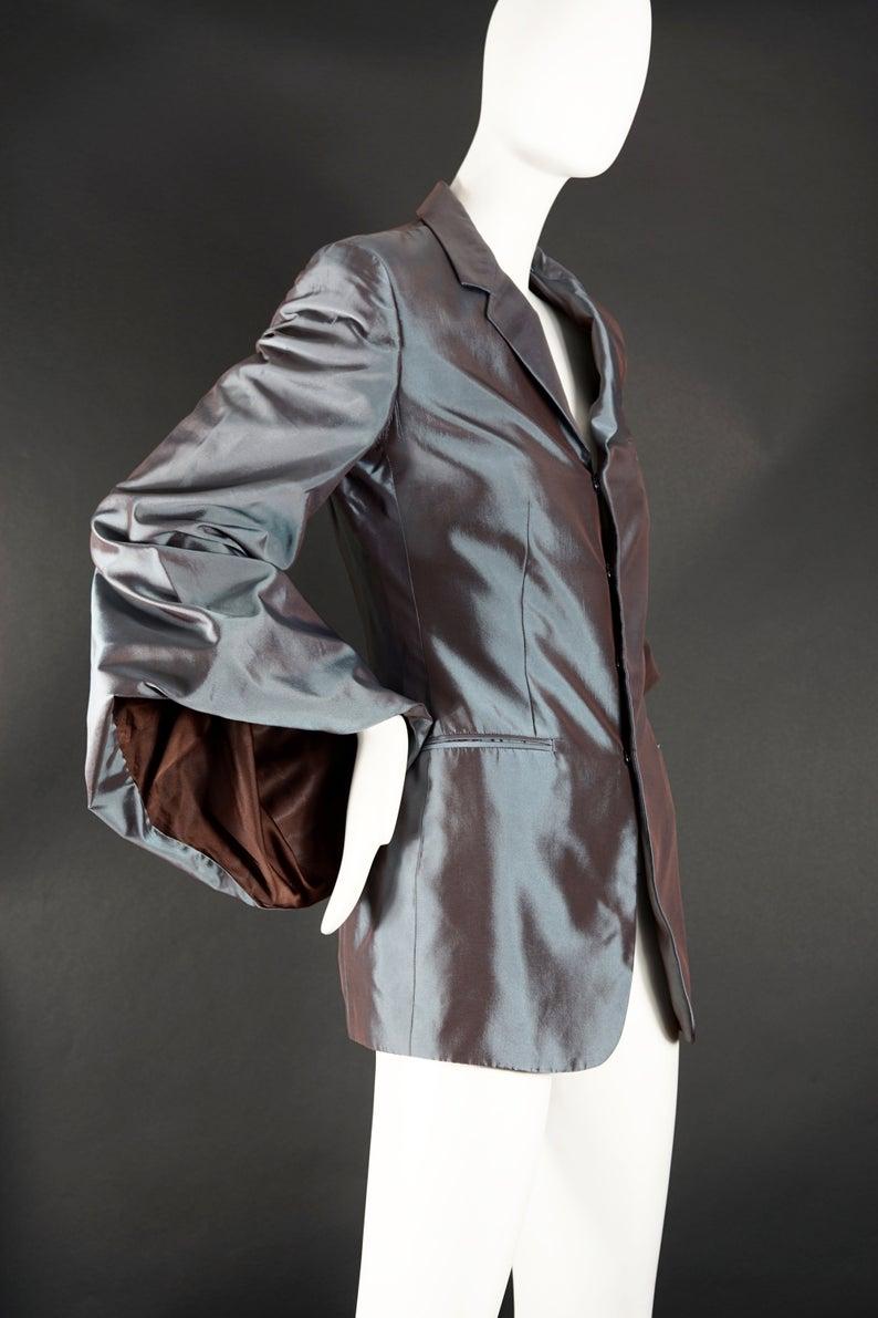 Gray Vintage JEAN PAUL GAULTIER Bell Sleeves Iridescent Blazer Jacket