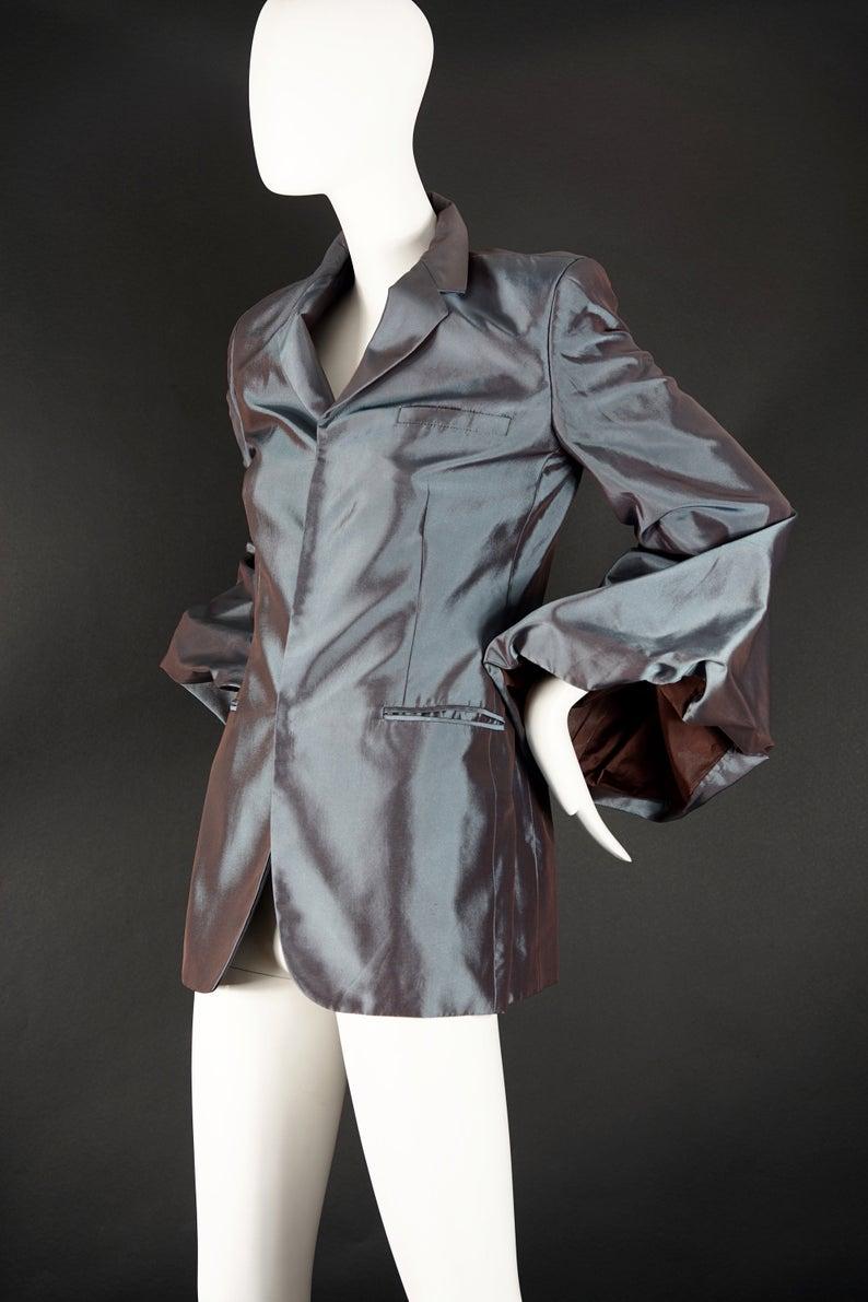Vintage JEAN PAUL GAULTIER Bell Sleeves Iridescent Blazer Jacket In Excellent Condition In Kingersheim, Alsace