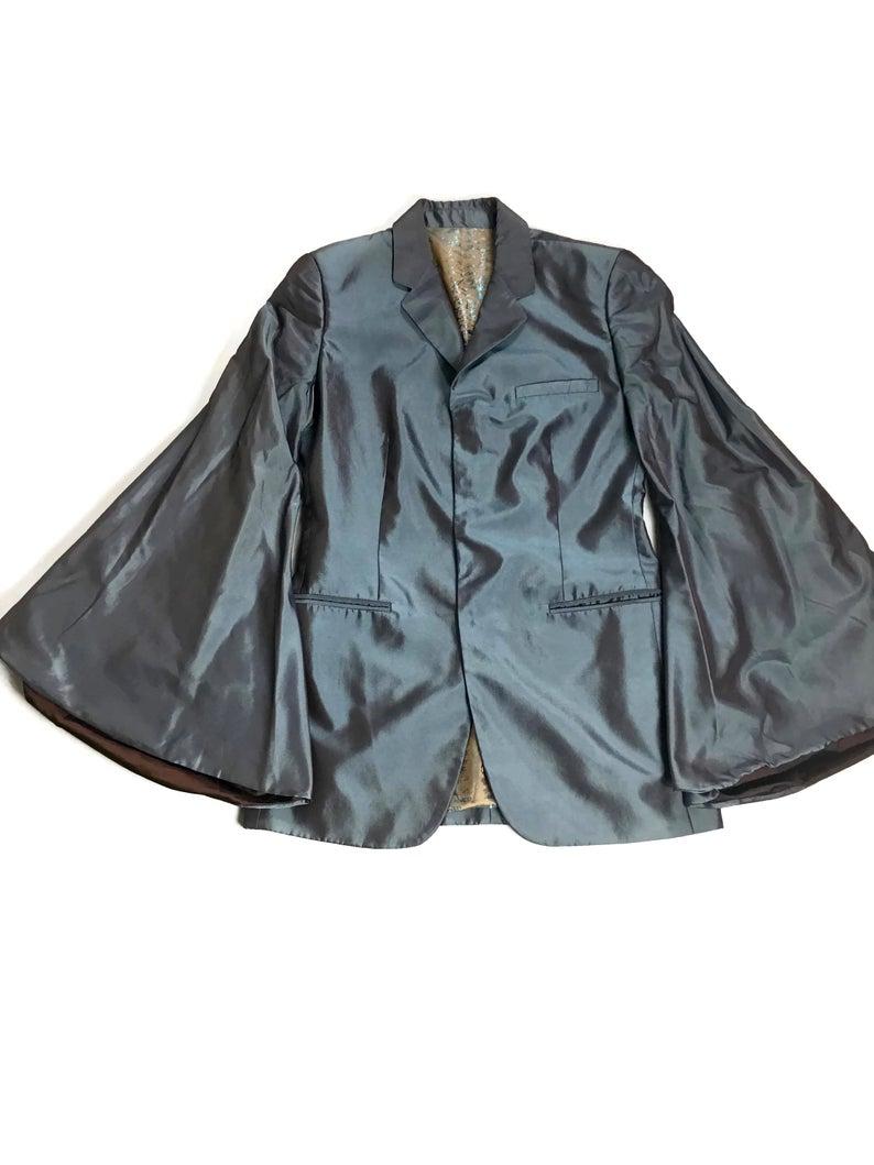 Vintage JEAN PAUL GAULTIER Bell Sleeves Iridescent Blazer Jacket 1