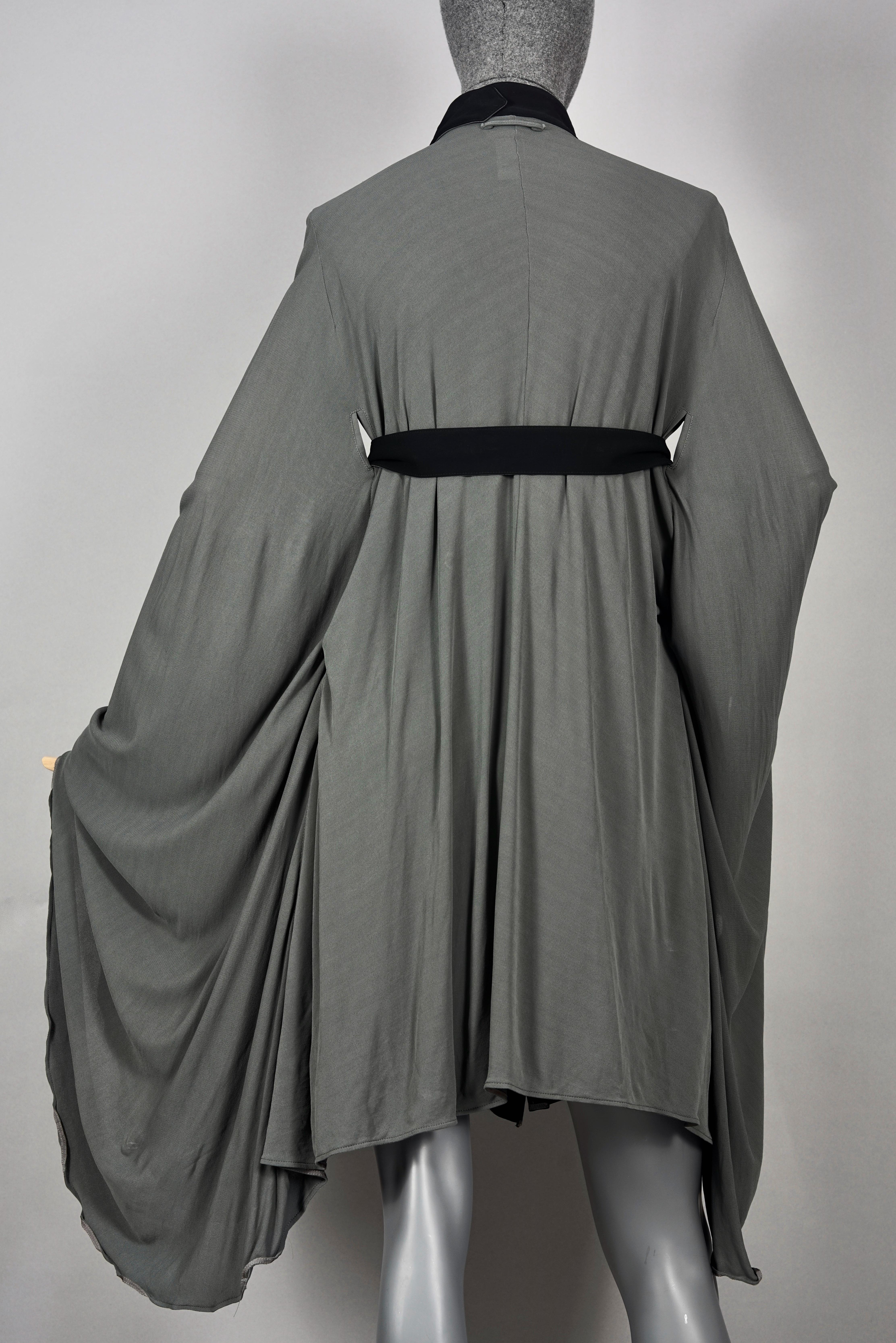 Vintage JEAN PAUL GAULTIER Belted Bondage Gray Cape Dress For Sale 3