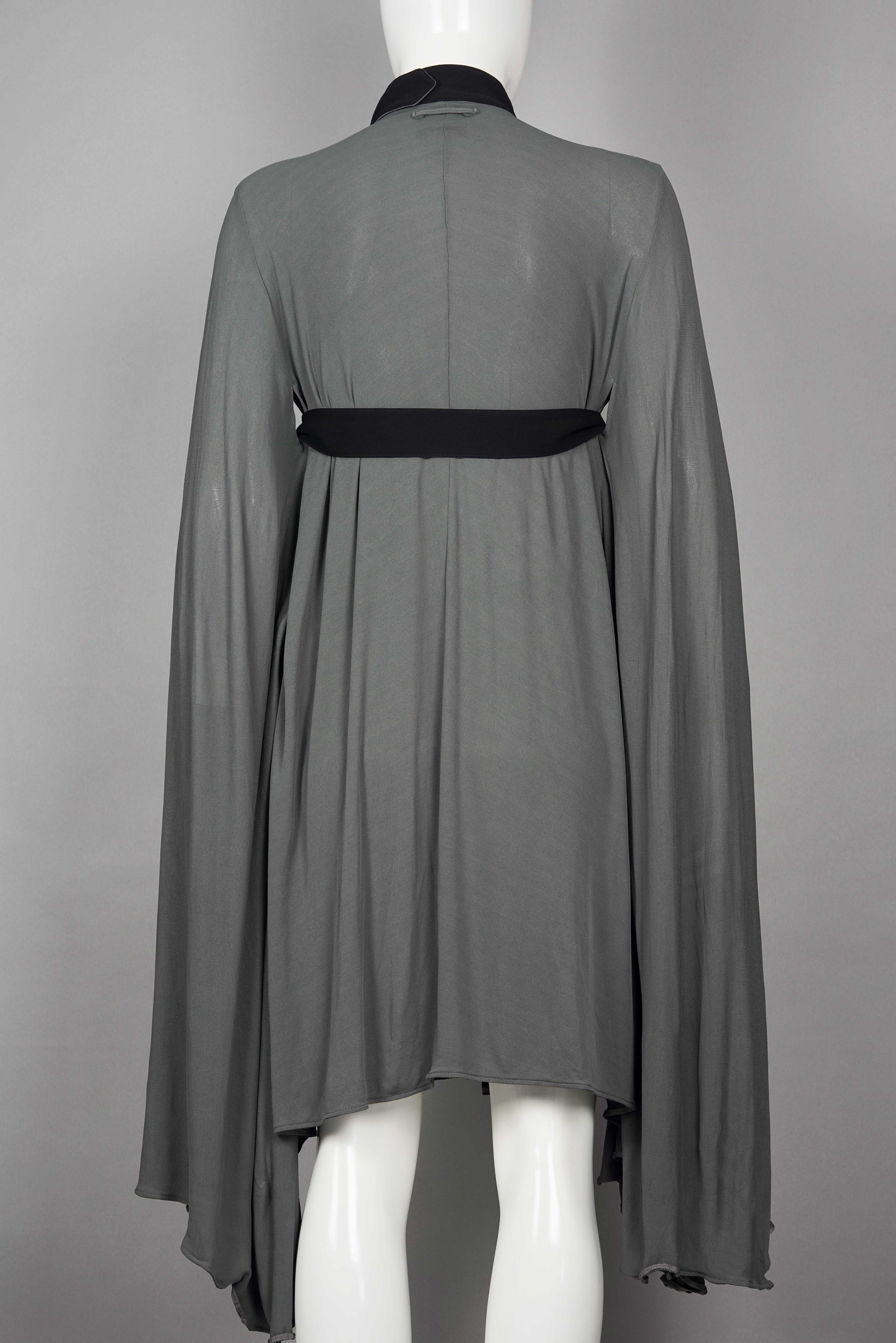 Vintage JEAN PAUL GAULTIER Belted Bondage Gray Cape Dress For Sale 2