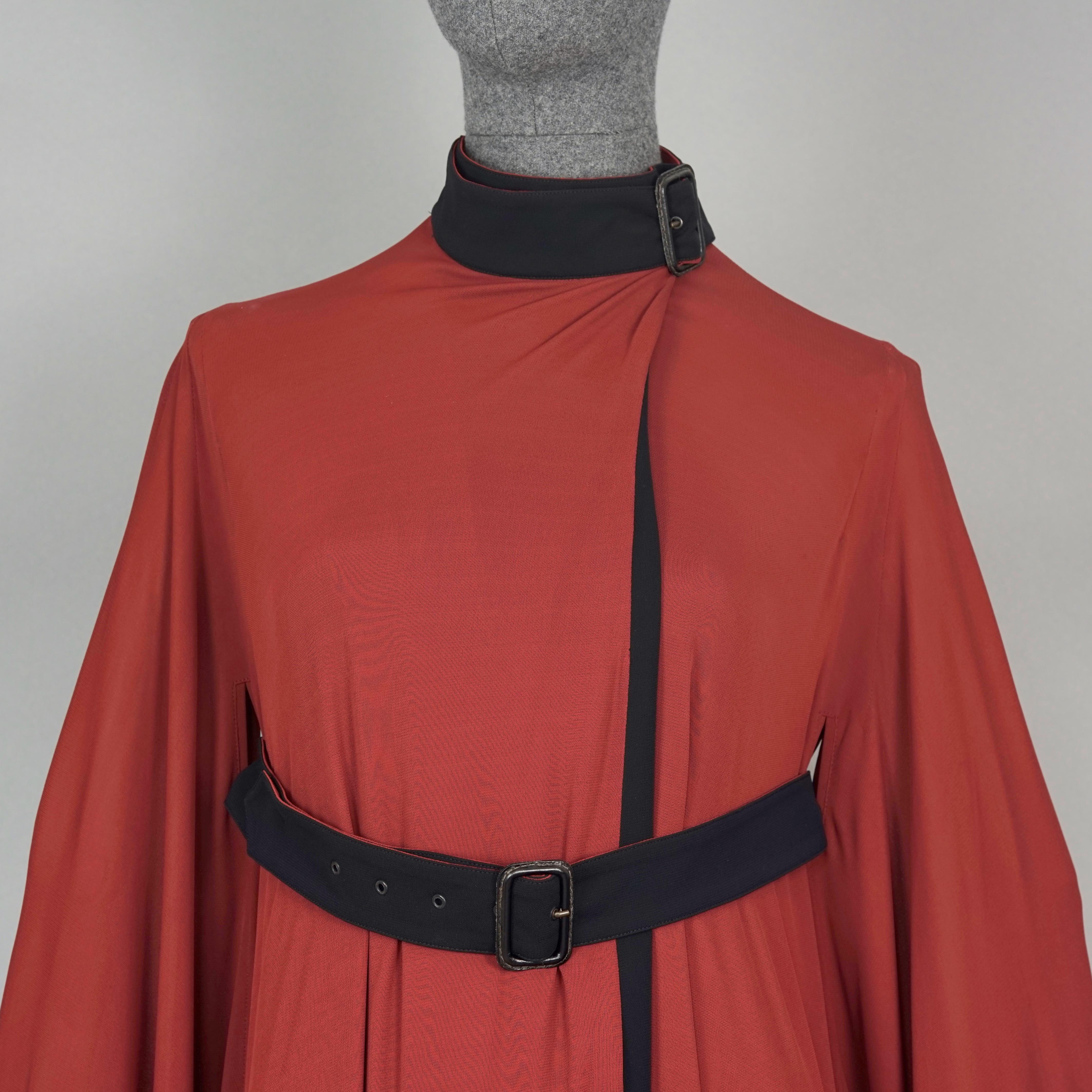 Vintage JEAN PAUL GAULTIER Belted Bondage Rust Cape Dress 2