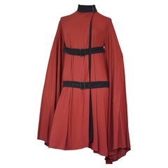 Vintage JEAN PAUL GAULTIER Belted Bondage Rust Cape Dress