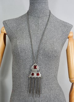 Vintage JEAN PAUL GAULTIER Berber Ethnische Rote Steine Fransen Halskette
