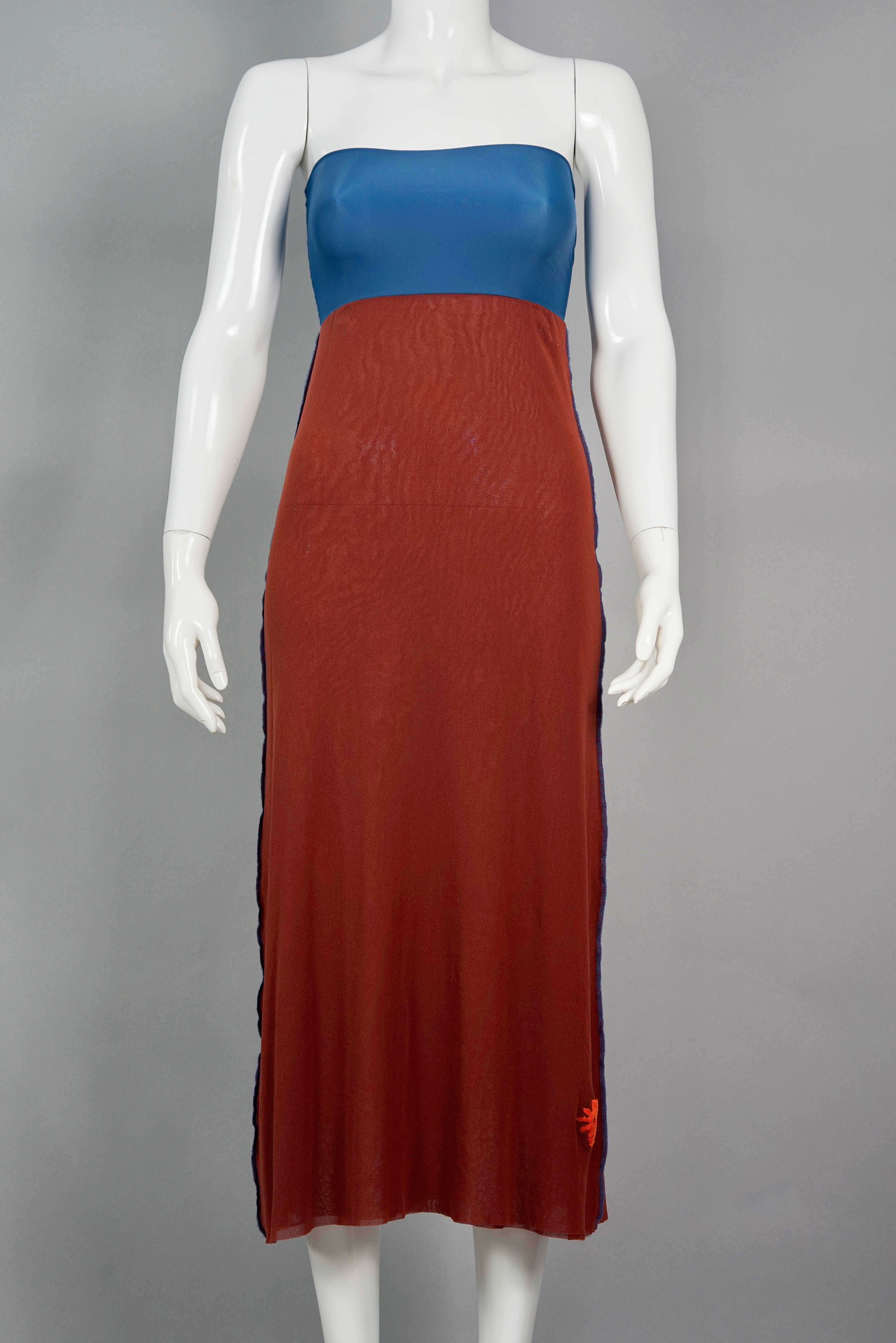 Brown Vintage JEAN PAUL GAULTIER Bi Colour Mesh Tube Midi Dress