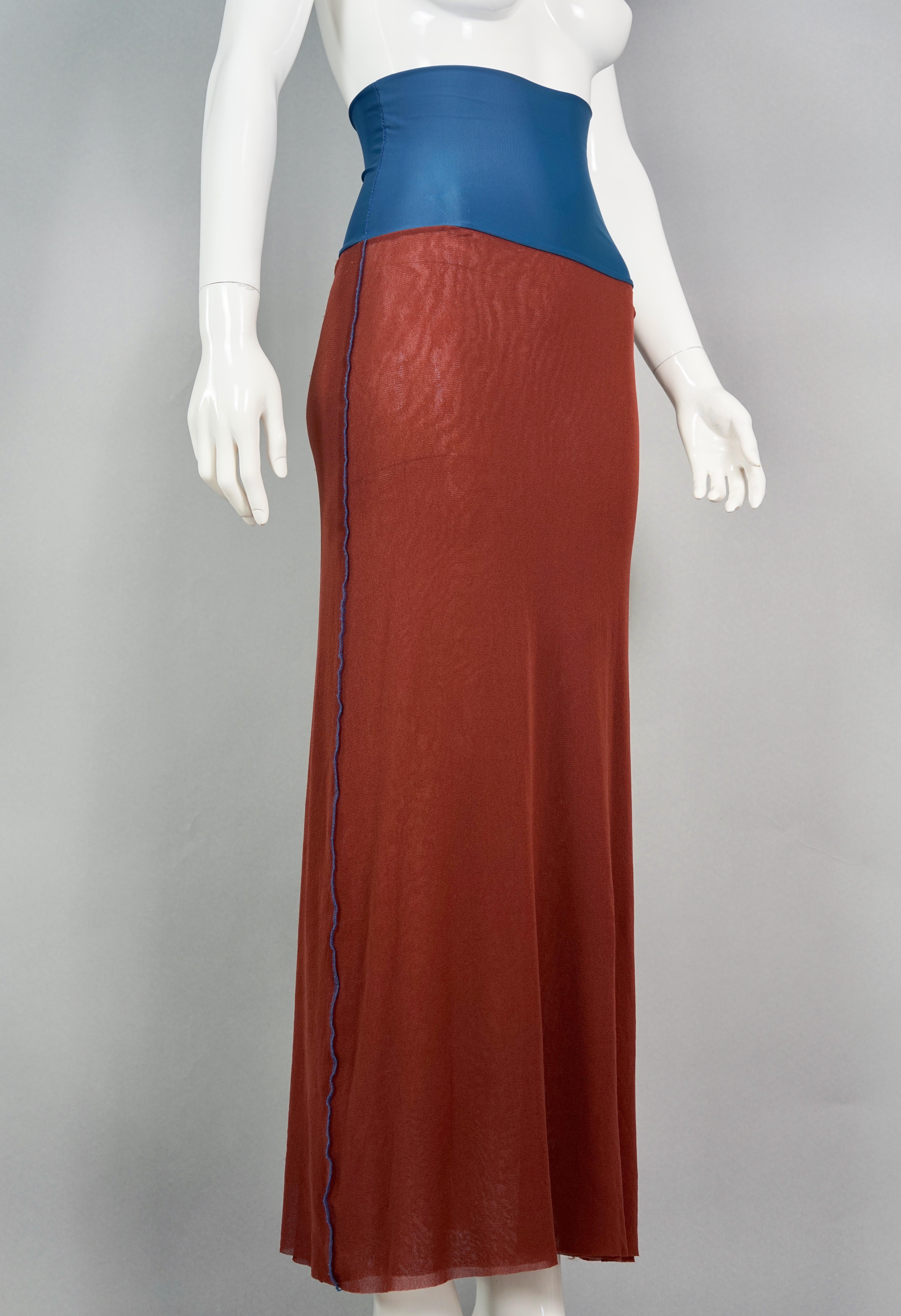 Vintage JEAN PAUL GAULTIER Bi Colour Mesh Tube Midi Dress 1