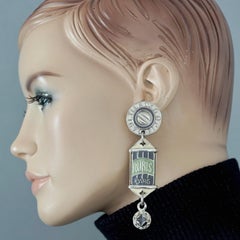Vintage JEAN PAUL GAULTIER "Bijoux Rubis Paris" Enamel Dangling Earrings