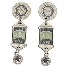 Vintage JEAN PAUL GAULTIER "Bijoux Rubis Paris" Enamel Dangling Earrings