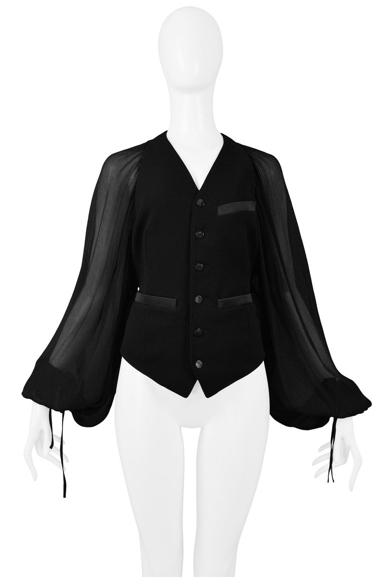 Vintage Jean Paul Gaultier Black Jacket with Chiffon Poet Sleeves at ...