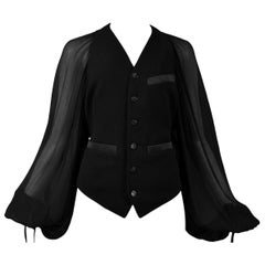 Vintage Jean Paul Gaultier Black Jacket with Chiffon Poet Sleeves