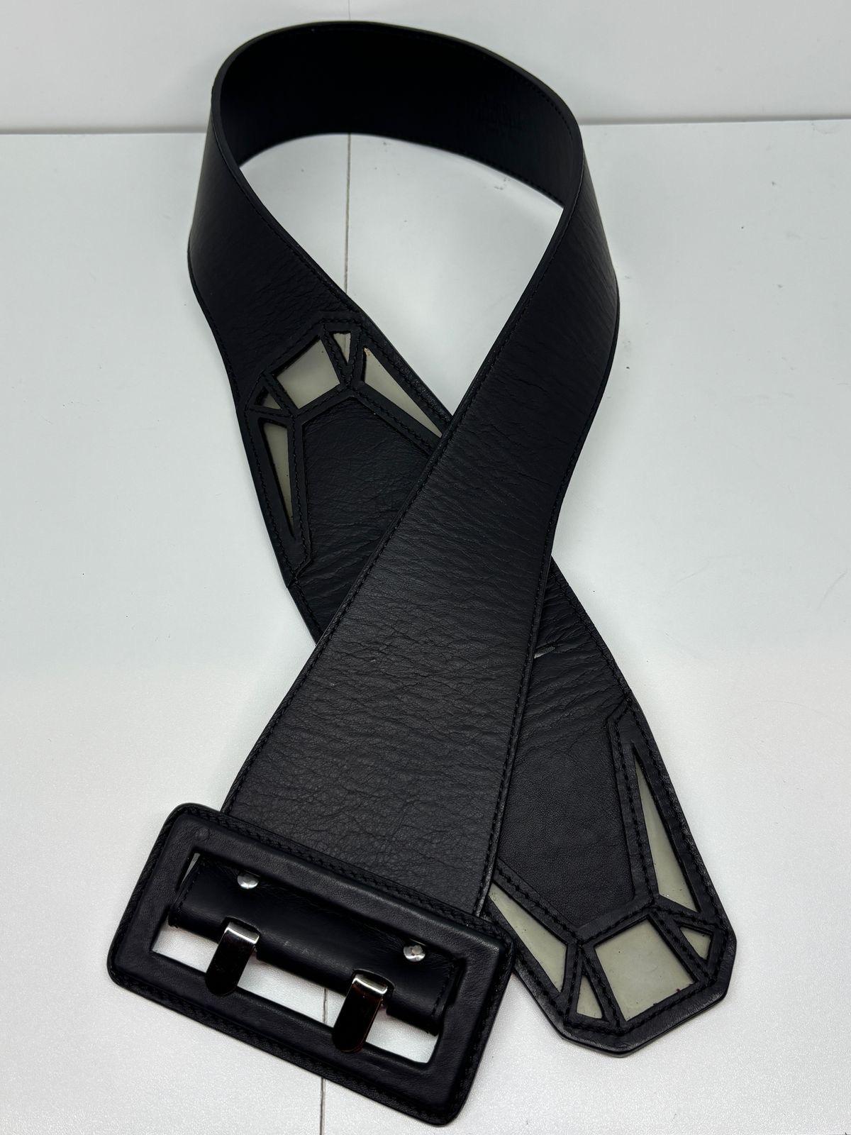 Women's Vintage Jean Paul Gaultier Black Leather Geometric PVC Waist Belt For Sale