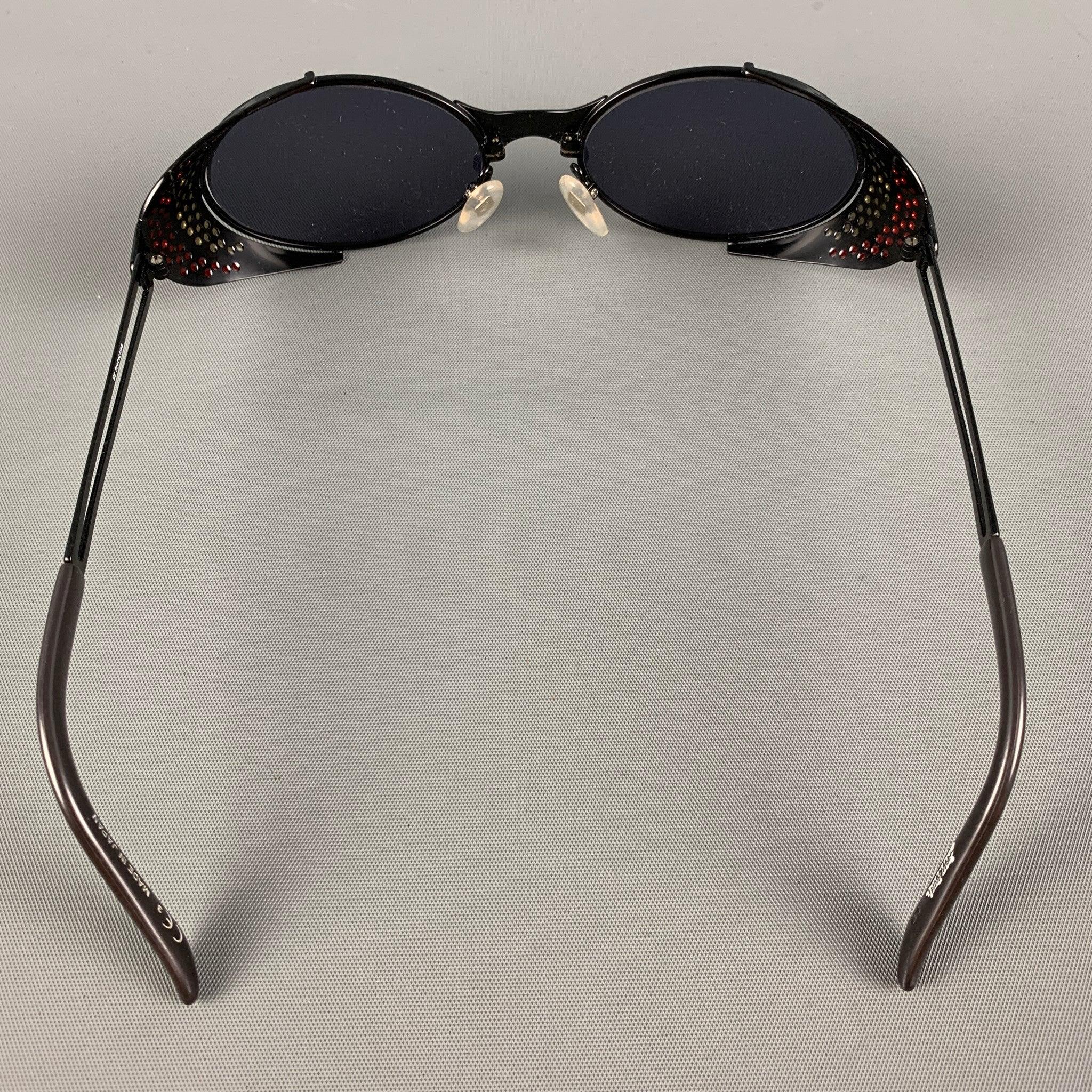 Vintage JEAN PAUL GAULTIER Black Red Metal Steampunk Sunglasses In Good Condition For Sale In San Francisco, CA