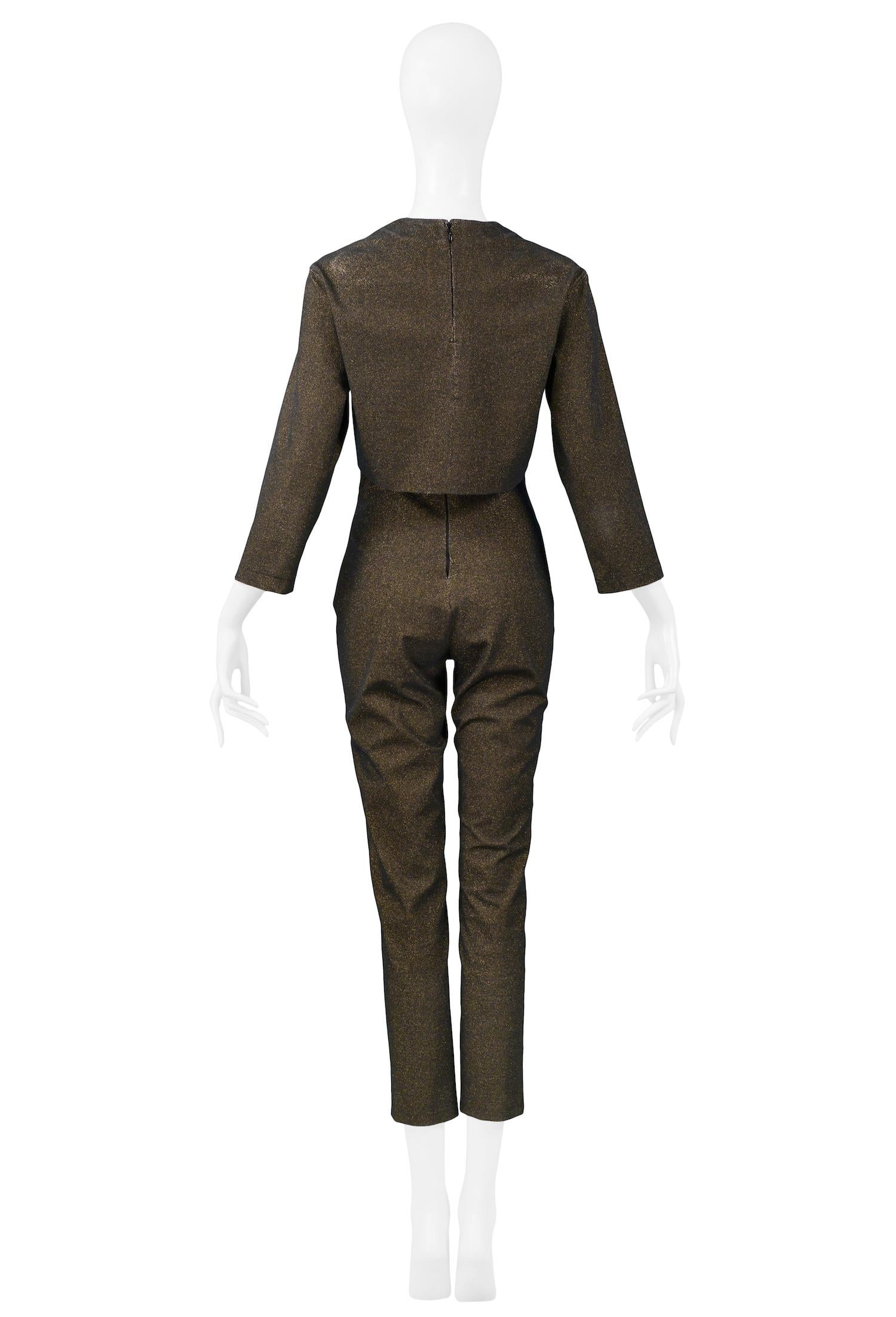 Combinaison et veste courte vintage Jean Paul Gaultier couleur bronze métallisé Excellent état - En vente à Los Angeles, CA