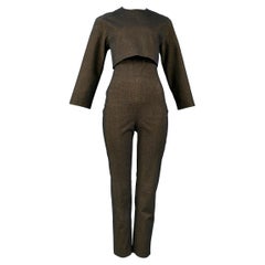 Jean Paul Gaultier Bronze Metallic Jumpsuit & Cropped Jacke Ensemble