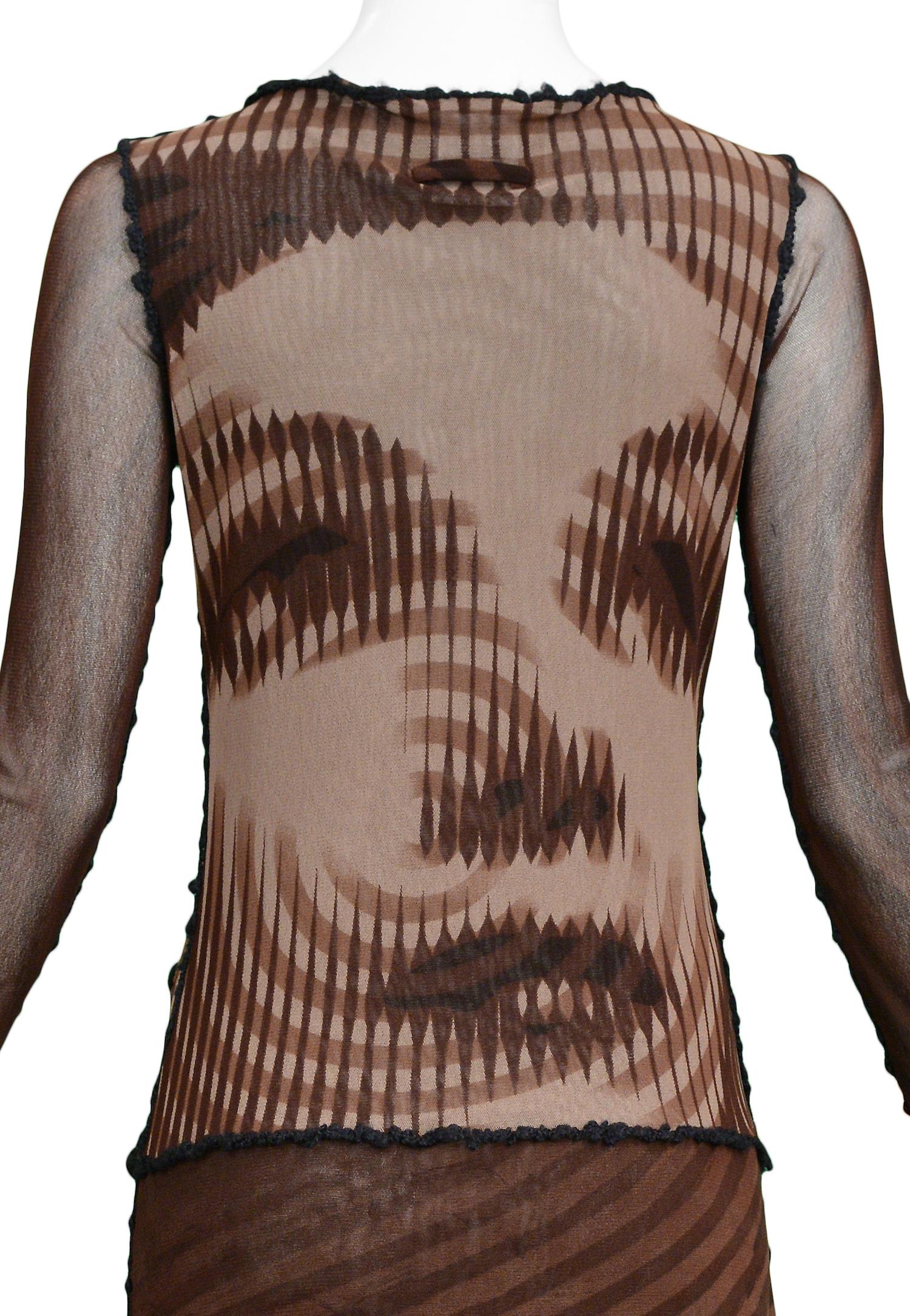 Black Vintage Jean Paul Gaultier Brown Mesh Movie Star Dress