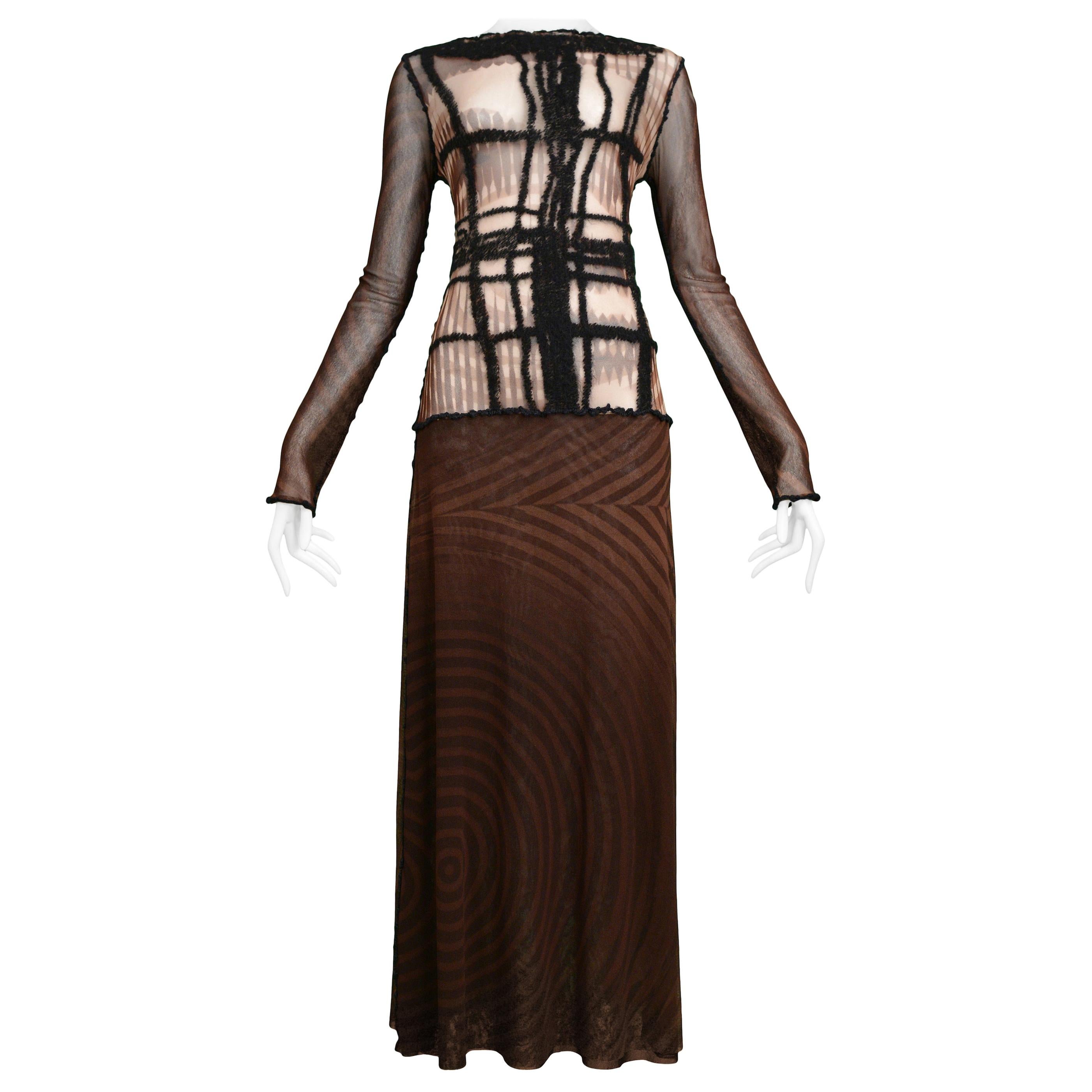 Vintage Jean Paul Gaultier Brown Mesh Movie Star Dress