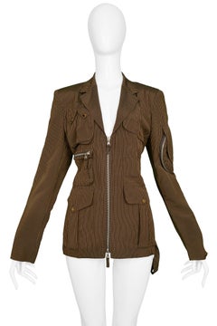 Vintage Jean Paul Gaultier Brauner Nadelstreifen Utility-Blazer