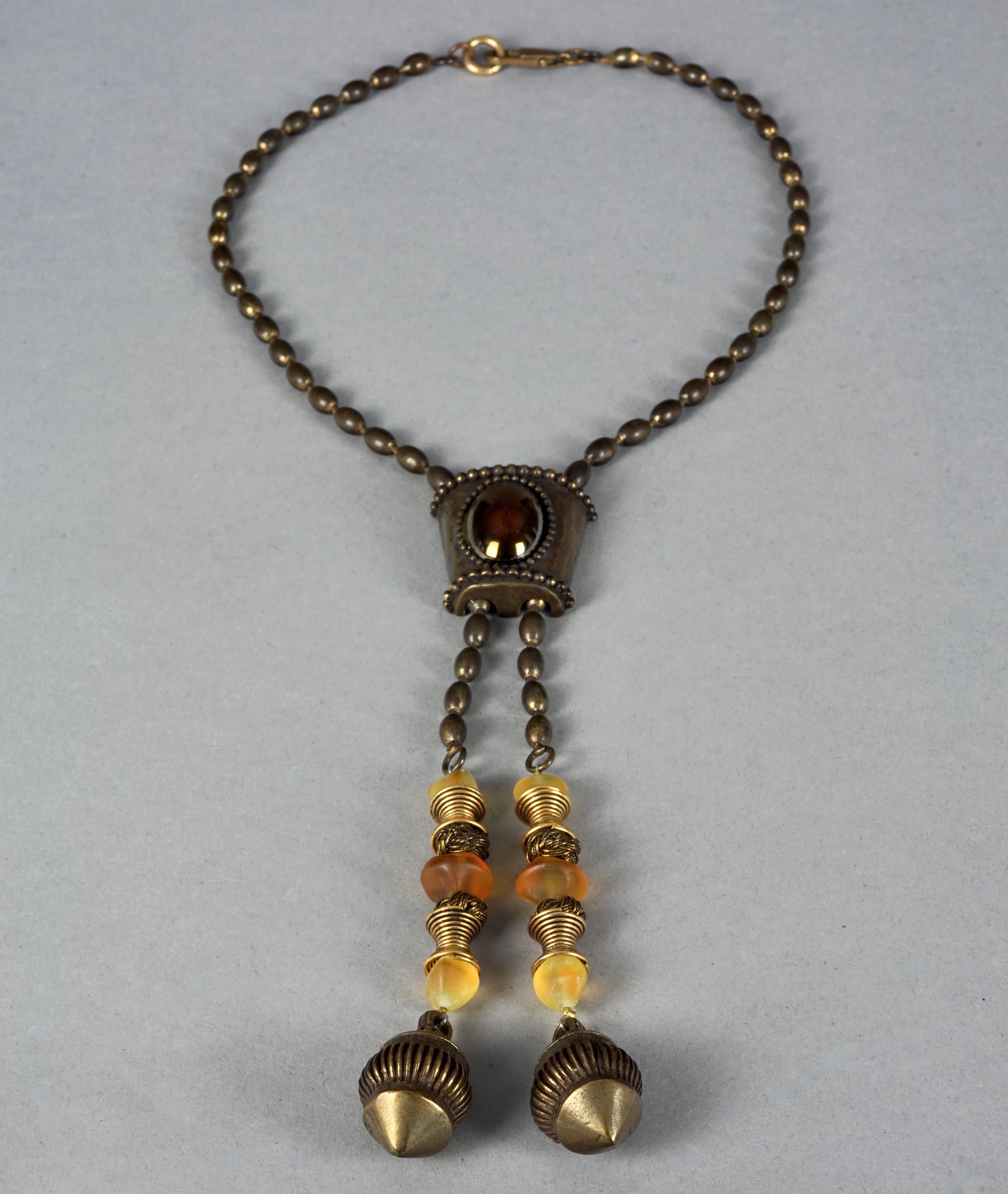 Vintage JEAN PAUL GAULTIER Brutalist Tribal Cabochon Necklace For Sale 3