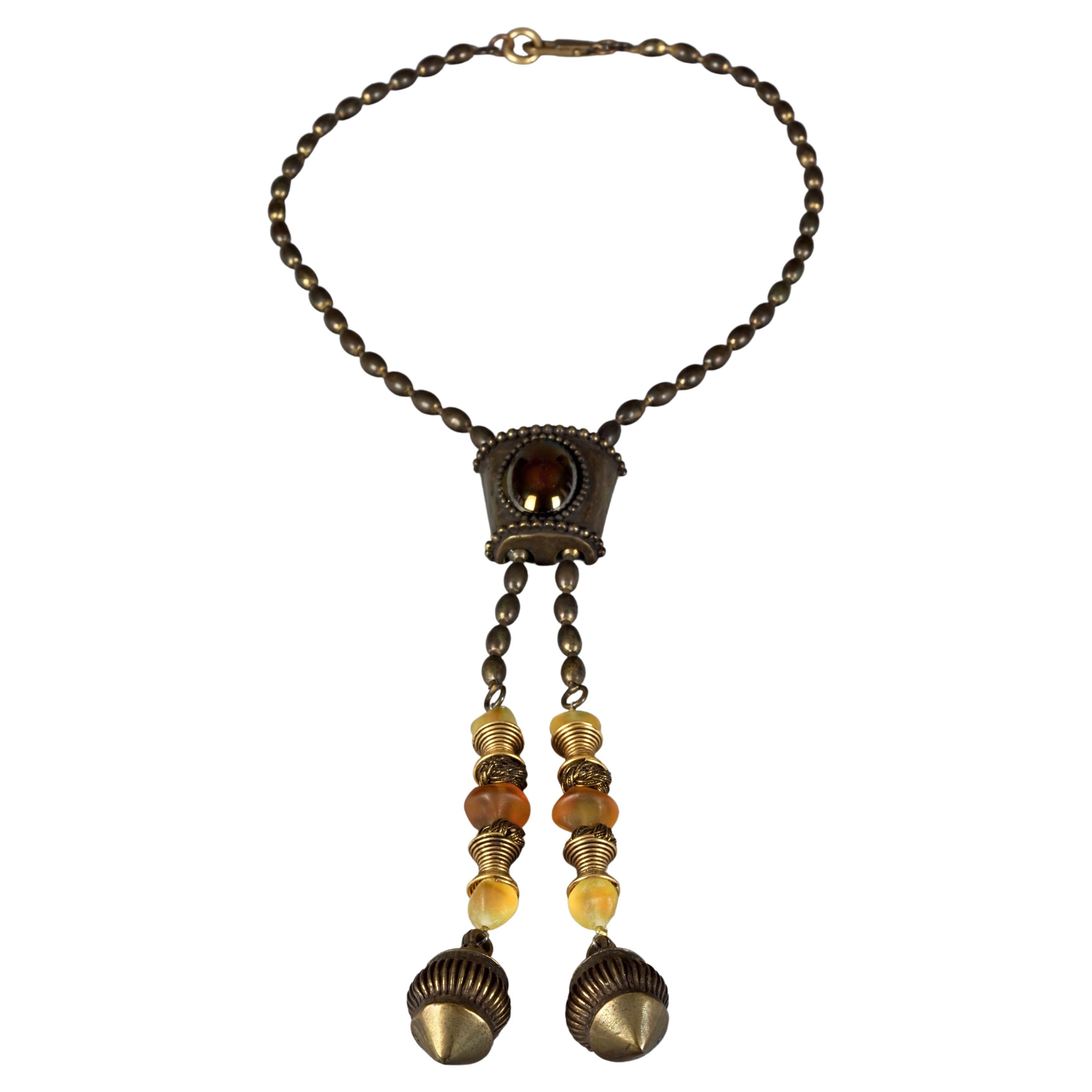 Vintage JEAN PAUL GAULTIER Brutalist Tribal Cabochon Necklace For Sale