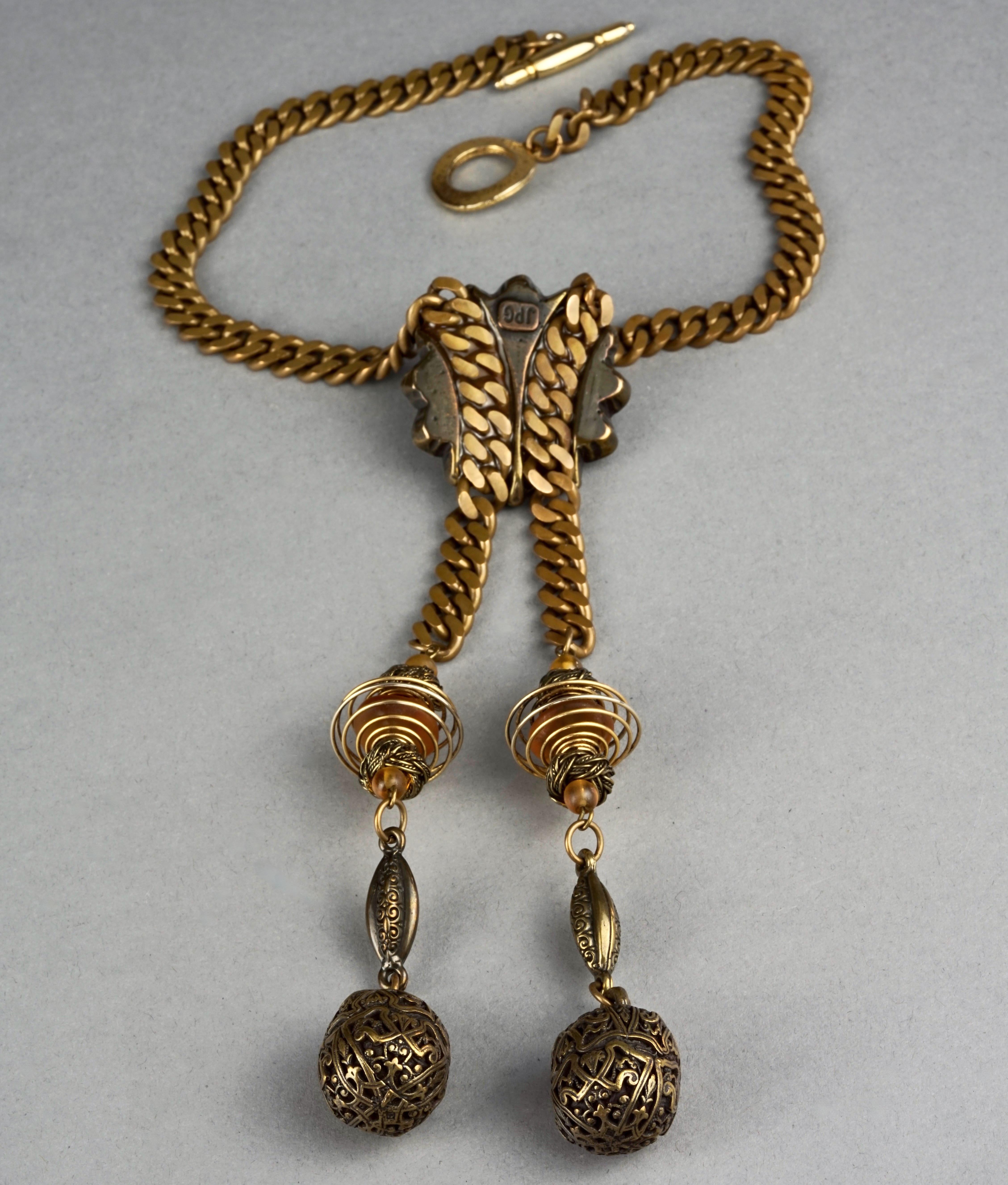 Vintage JEAN PAUL GAULTIER Brutalist Tribal Coil Charm Necklace For Sale 7