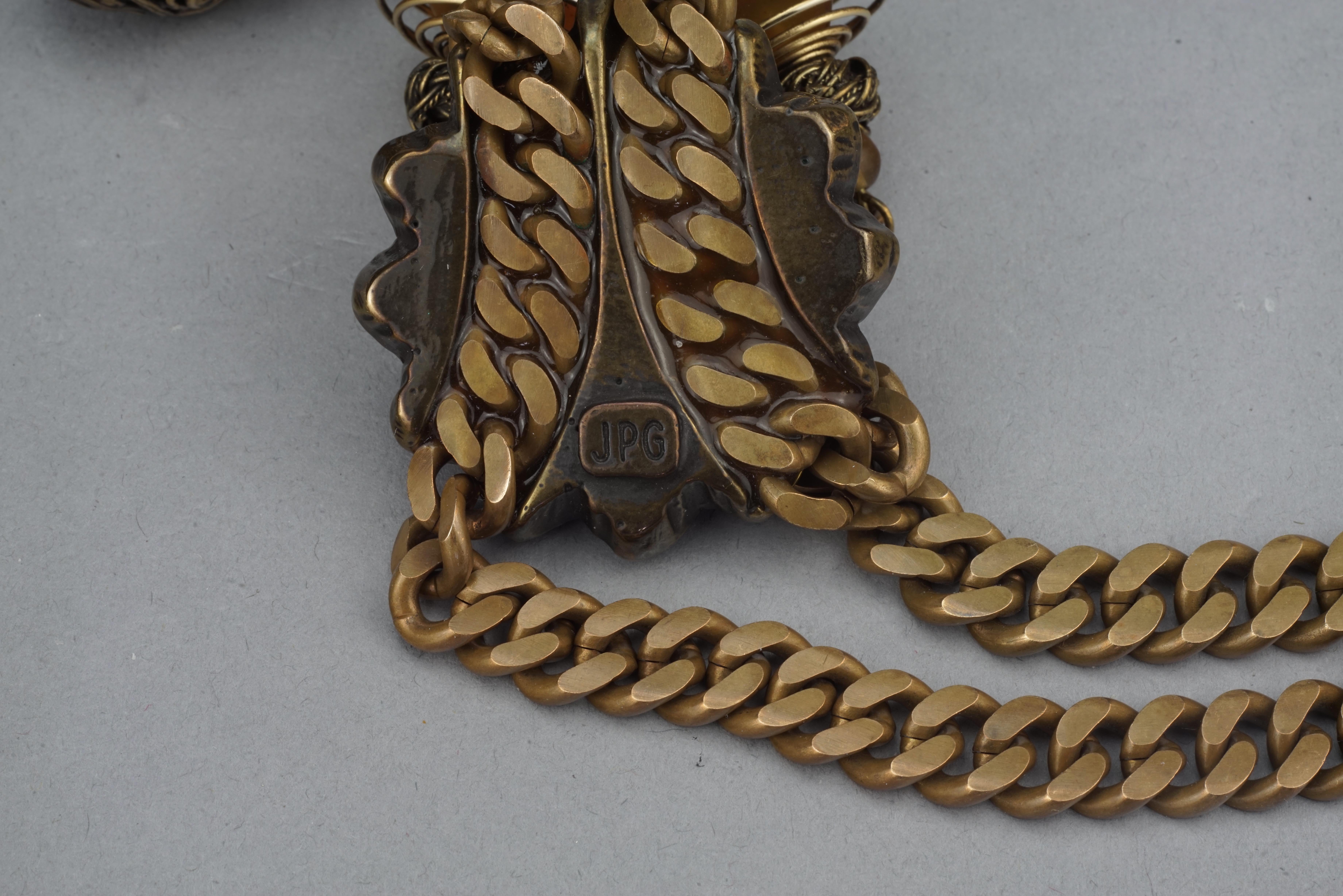 Vintage JEAN PAUL GAULTIER Brutalist Tribal Coil Charm Necklace For Sale 8