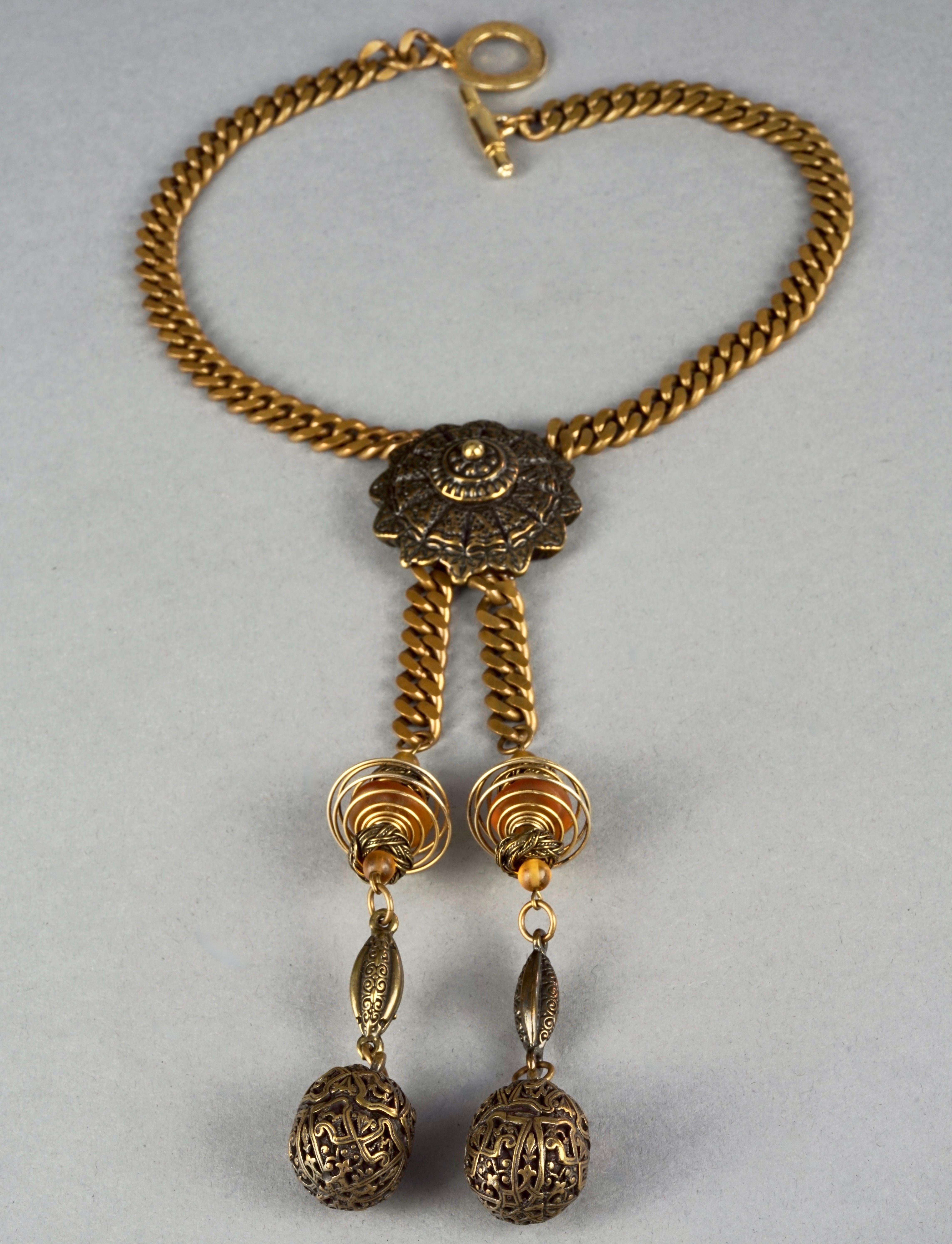 Women's or Men's Vintage JEAN PAUL GAULTIER Brutalist Tribal Coil Charm Necklace For Sale