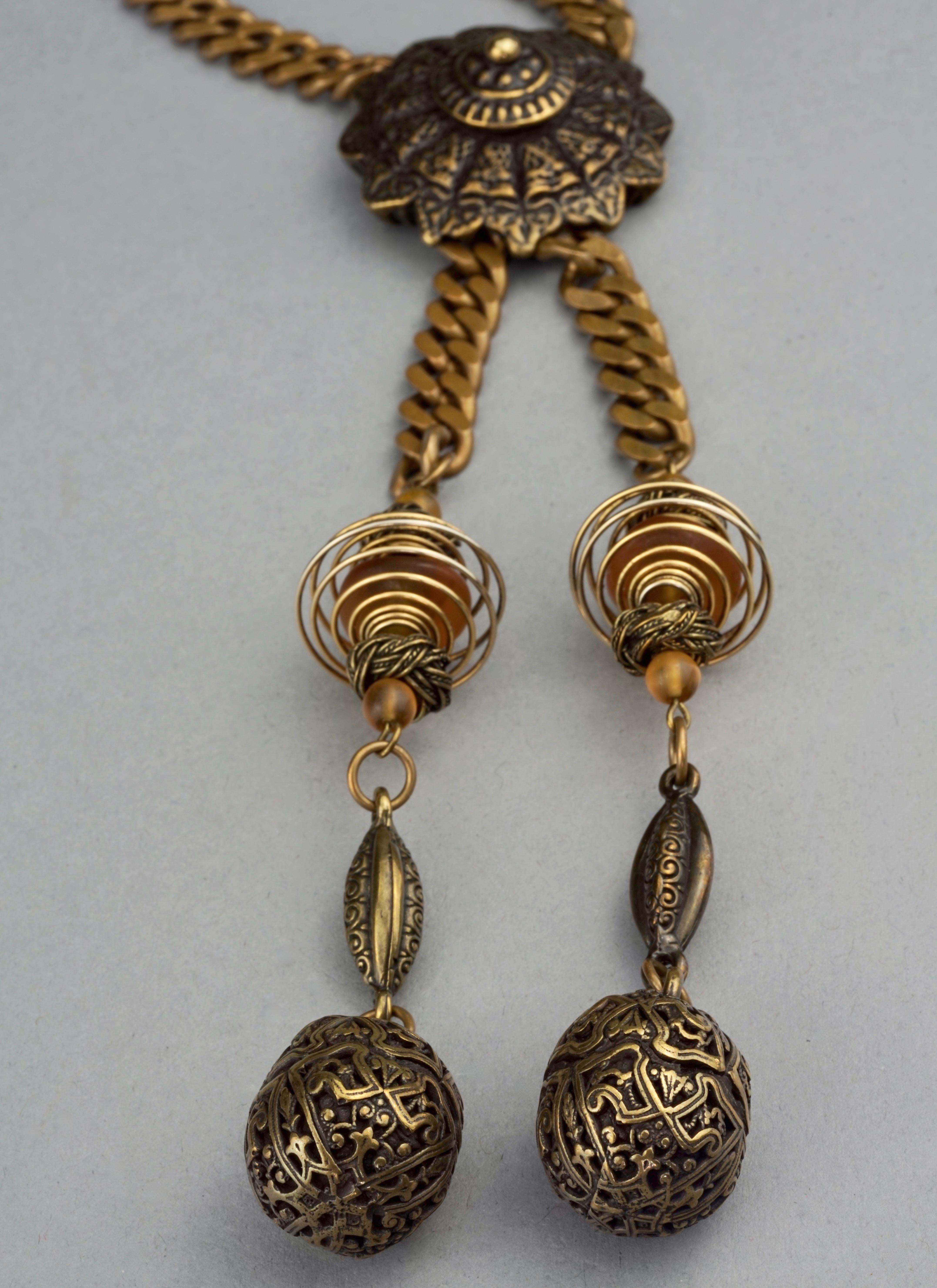 Vintage JEAN PAUL GAULTIER Brutalist Tribal Coil Charm Necklace For Sale 4