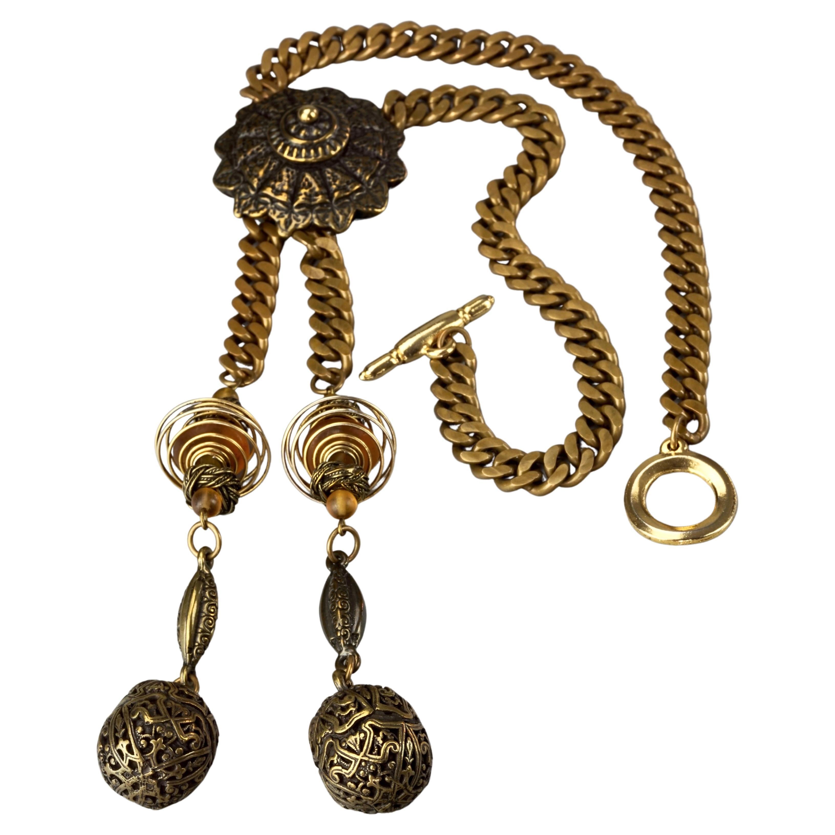 Vintage JEAN PAUL GAULTIER Brutalist Tribal Coil Charm Necklace For Sale