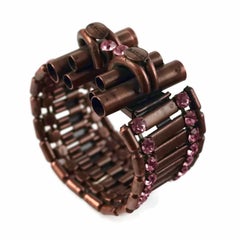 Vintage JEAN PAUL GAULTIER Brutalist Tubular Rhinestone Cuff Bracelet