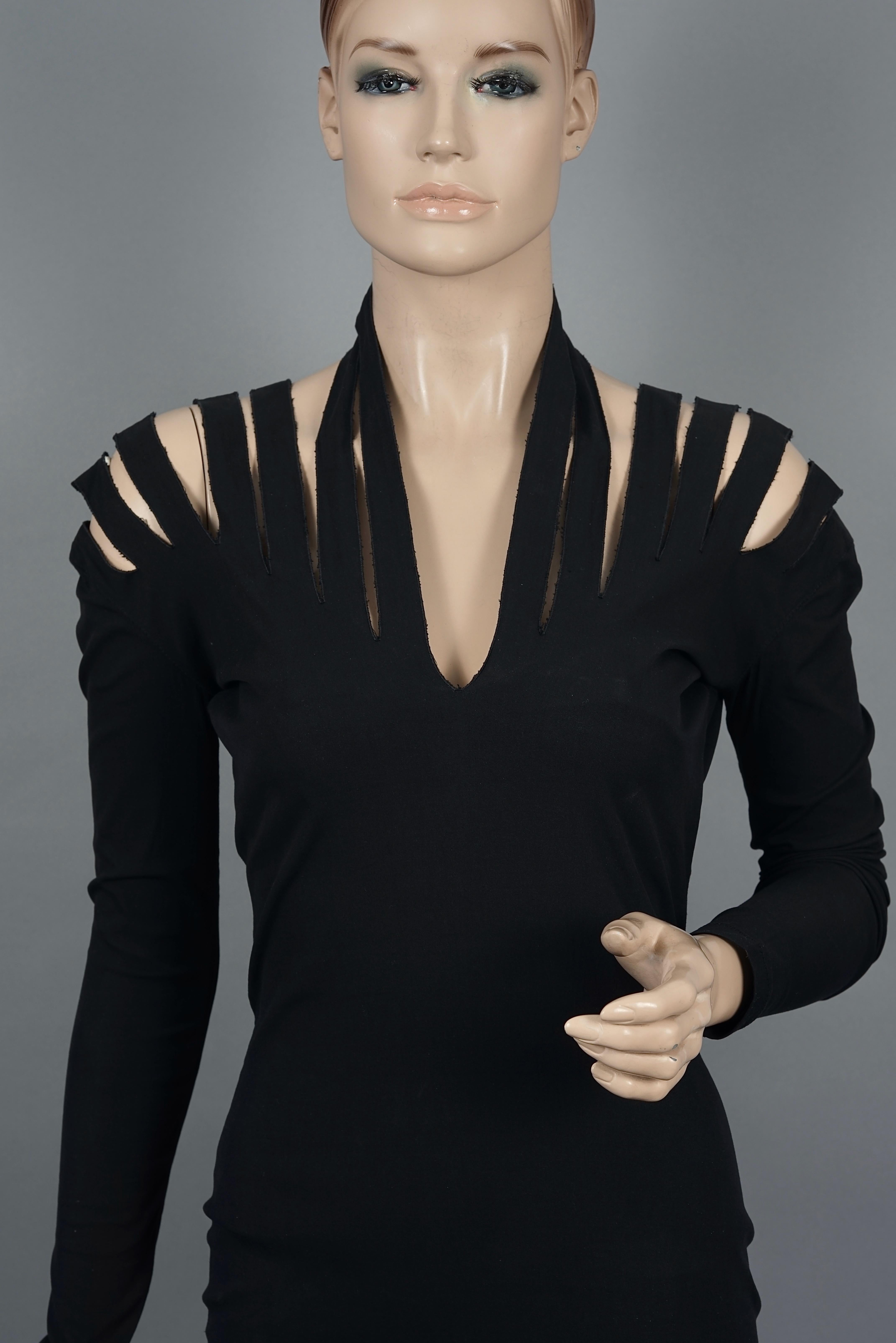 Women's Vintage JEAN PAUL GAULTIER Cage Cutout Shoulder Bodycon Black Dress