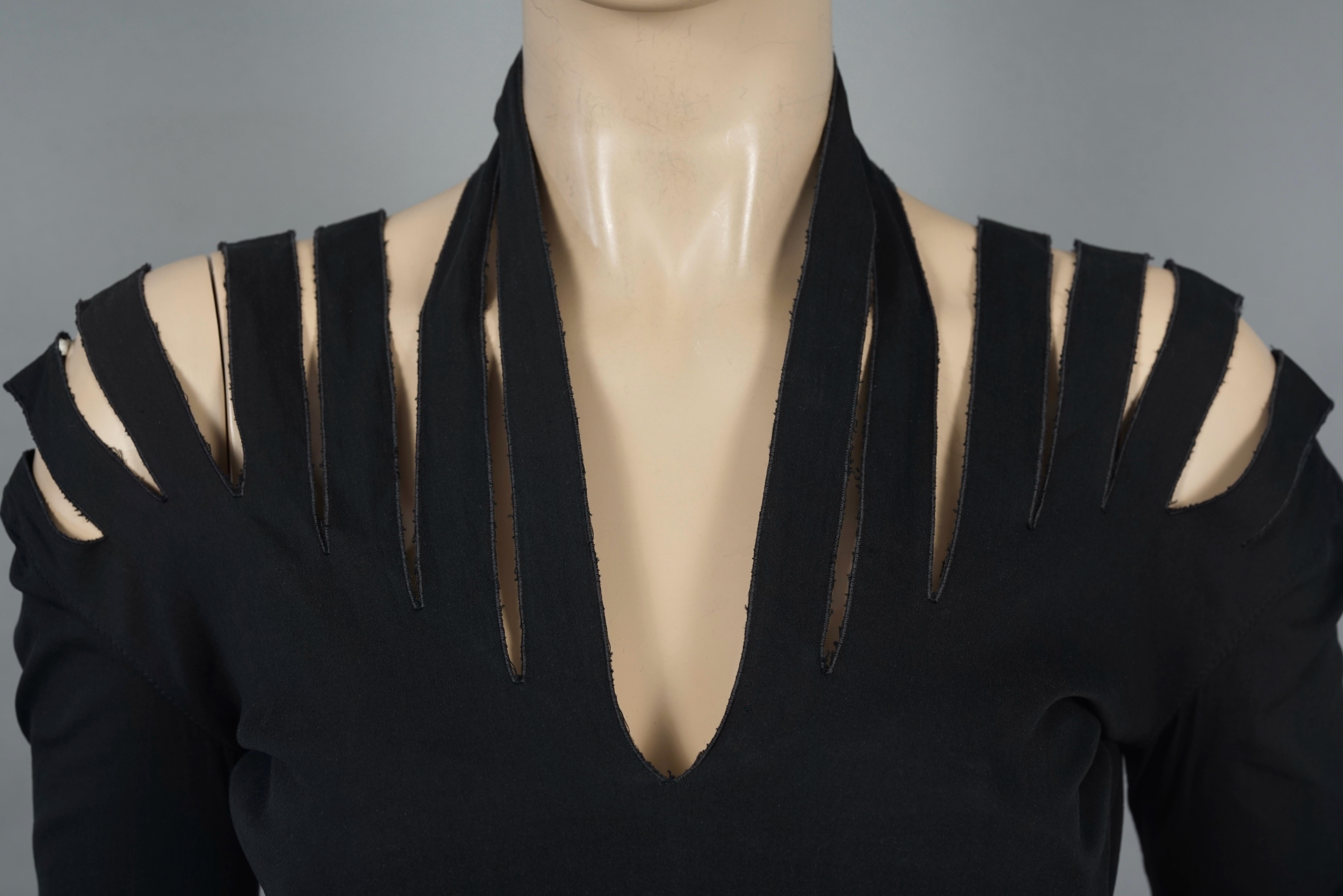 Vintage JEAN PAUL GAULTIER Cage Cutout Shoulder Bodycon Black Dress 1