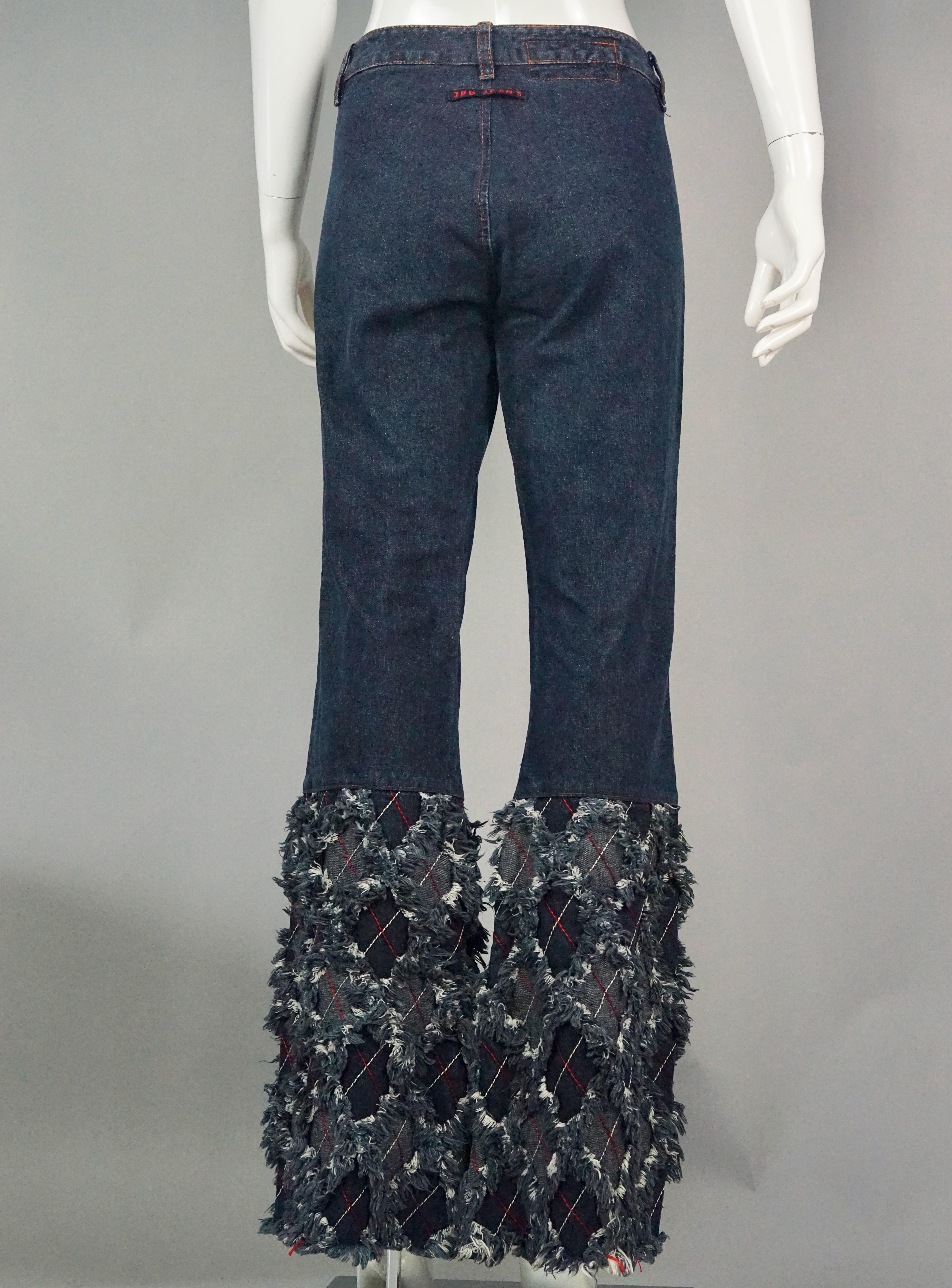 Women's Vintage JEAN PAUL GAULTIER Checked Fringes Denim Pants