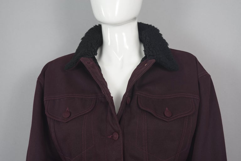 Vintage JEAN PAUL GAULTIER Cinched Faux Fur Trimmings Quilted Lining Jacket For Sale 3
