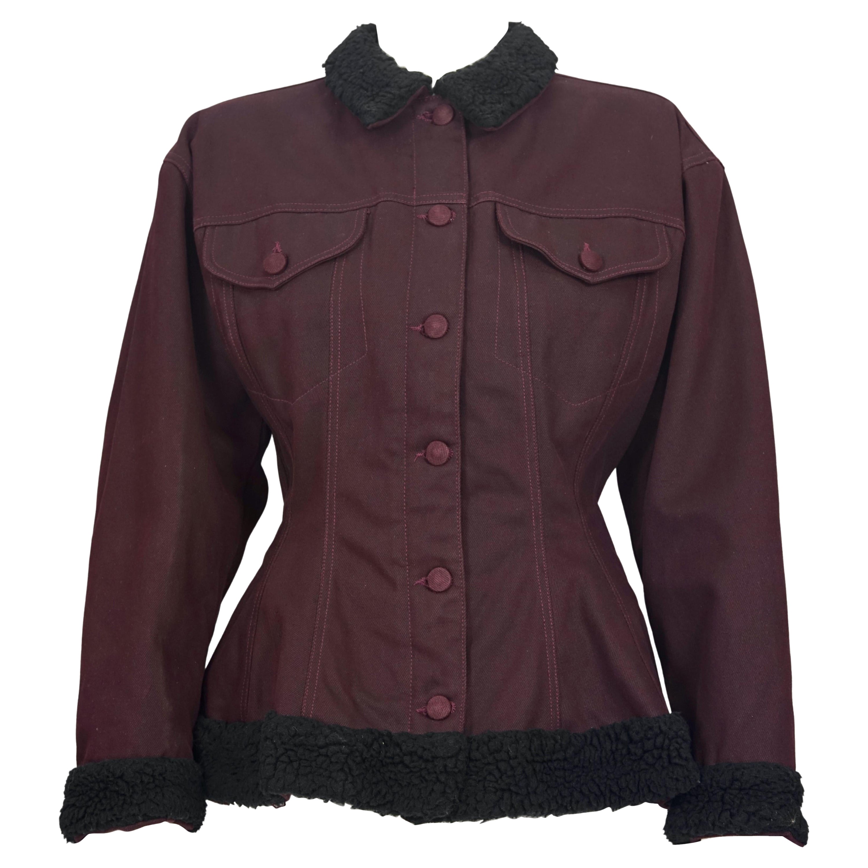 Veste vintage Jean-Paul Gaultier matelassée à doublure matelassée en fausse fourrure cintrée en vente