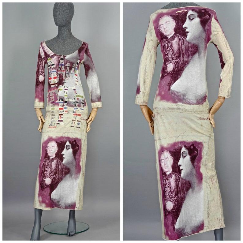 Vintage JEAN PAUL GAULTIER Collage Portrait Print Maxi Dress

Measurements taken laid flat, please double bust, waist and hips:
Shoulders: 13 inches (33 cm)
Sleeves: 19.70 inches (50 cm)
Bust: 16.53 inches (42 cm) without stretching
Waist: 14.17
