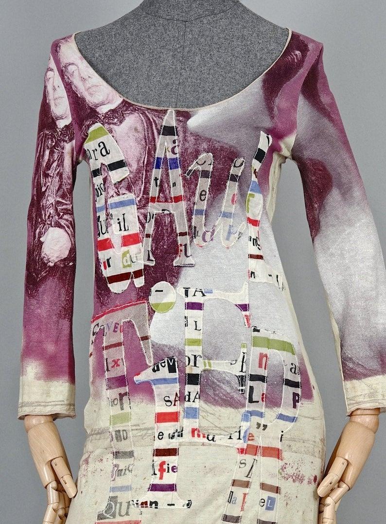 Vintage JEAN PAUL GAULTIER Collage Portrait Print Maxi Dress 2