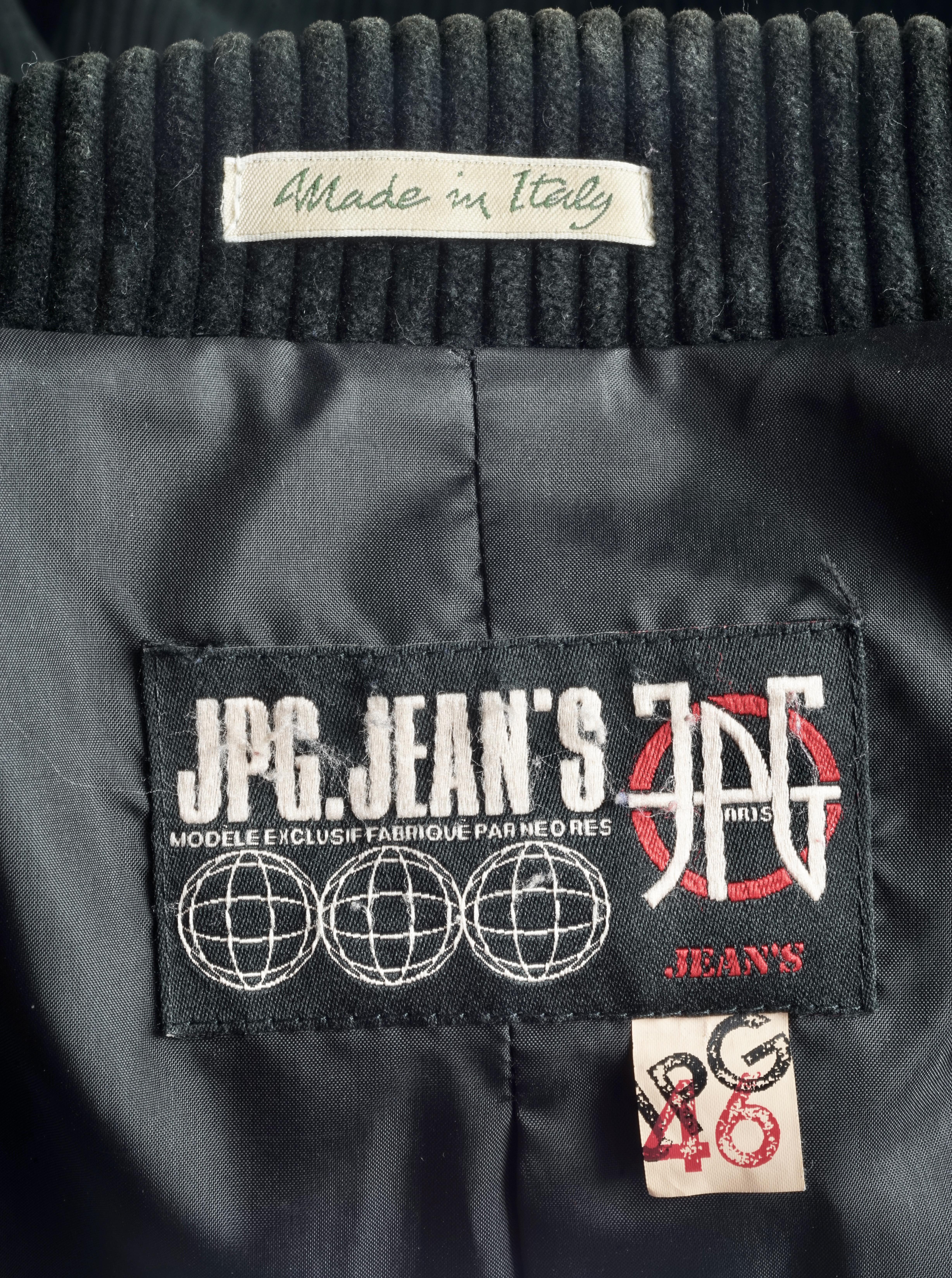 JEAN PAUL GAULTIER Schwarzer kombinierter Denim-Blazer aus Kord in Schwarz 8