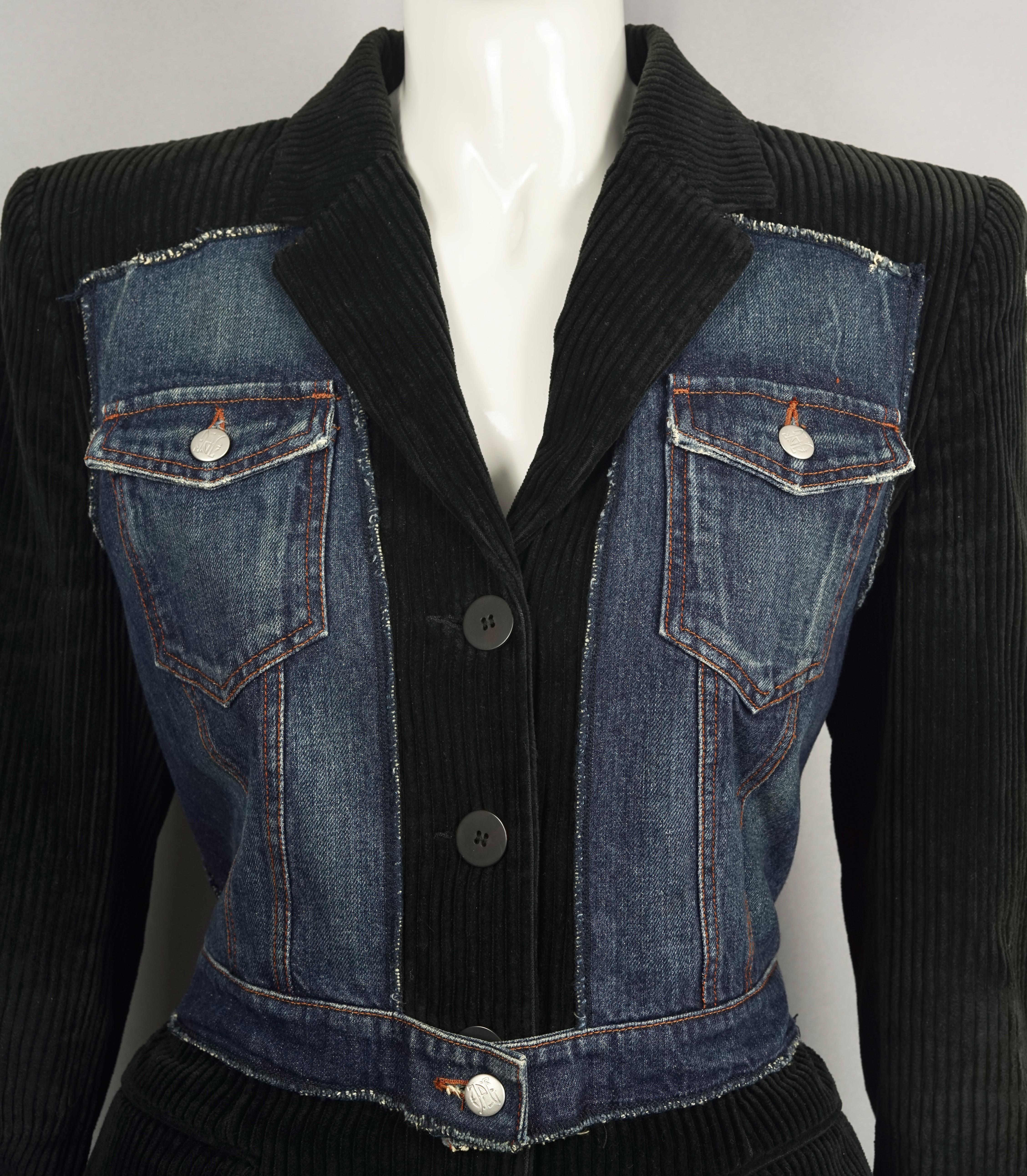 JEAN PAUL GAULTIER Schwarzer kombinierter Denim-Blazer aus Kord in Schwarz 5
