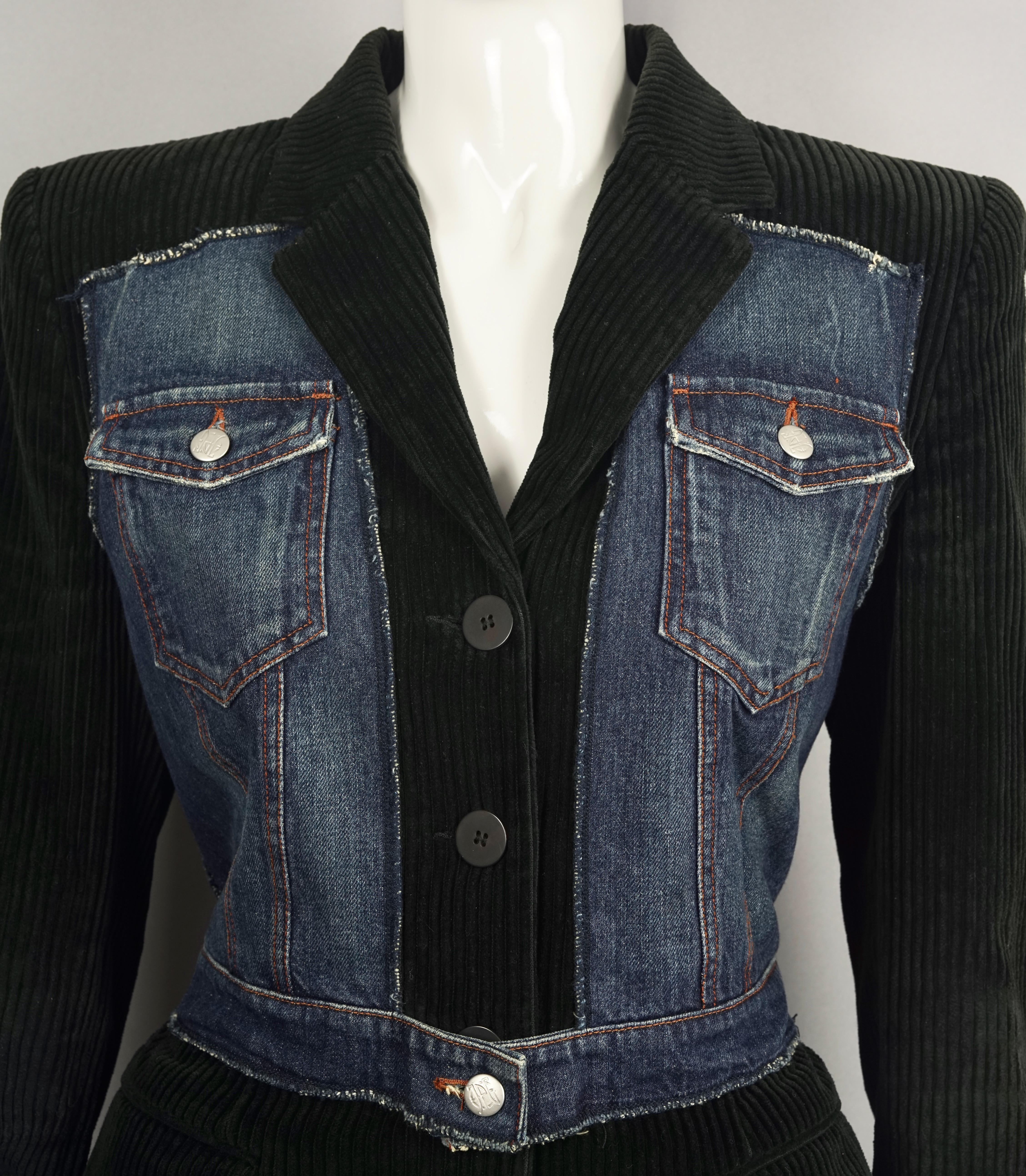 Vintage JEAN PAUL GAULTIER Combined Denim Black Corduroy Blazer Jacket 2