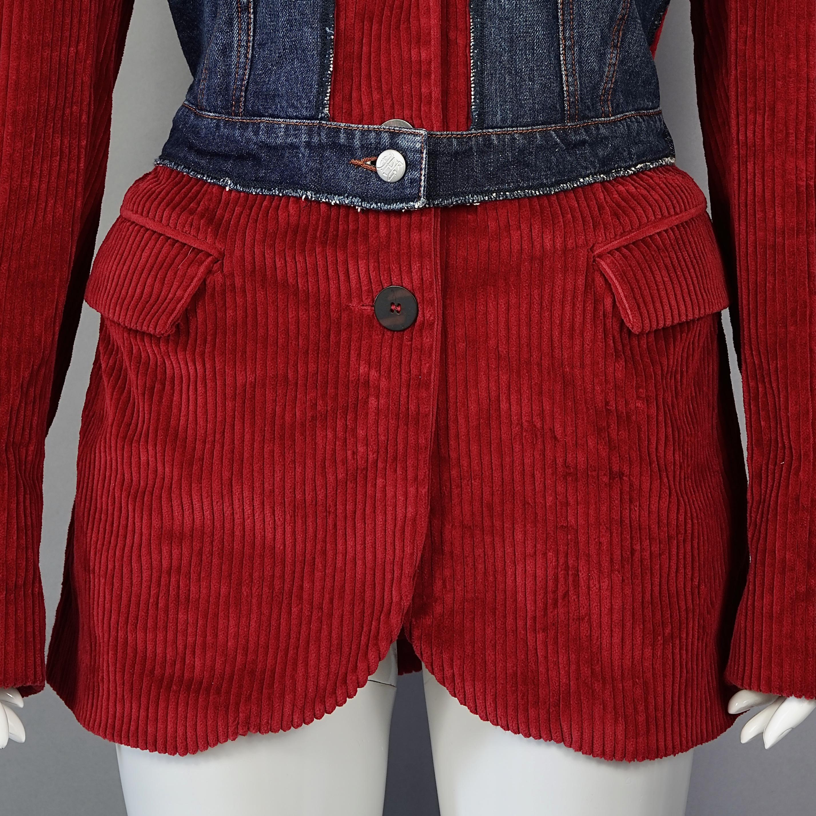 Women's or Men's Vintage JEAN PAUL GAULTIER Combined Denim Corduroy Blazer Jacket