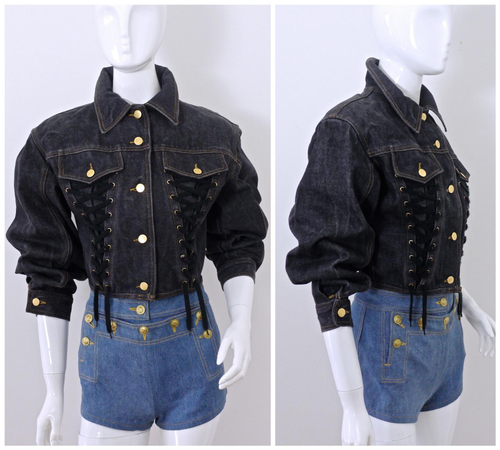 GAULTIER corset hook and eye front denim jacket