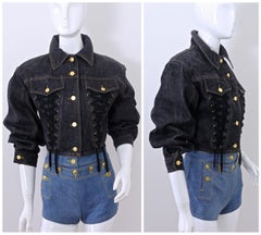 Vintage JEAN PAUL GAULTIER Corset Lace Up Denim Jacket