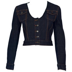 Vintage JEAN PAUL GAULTIER Dark Blue Denim Cropped Jacket