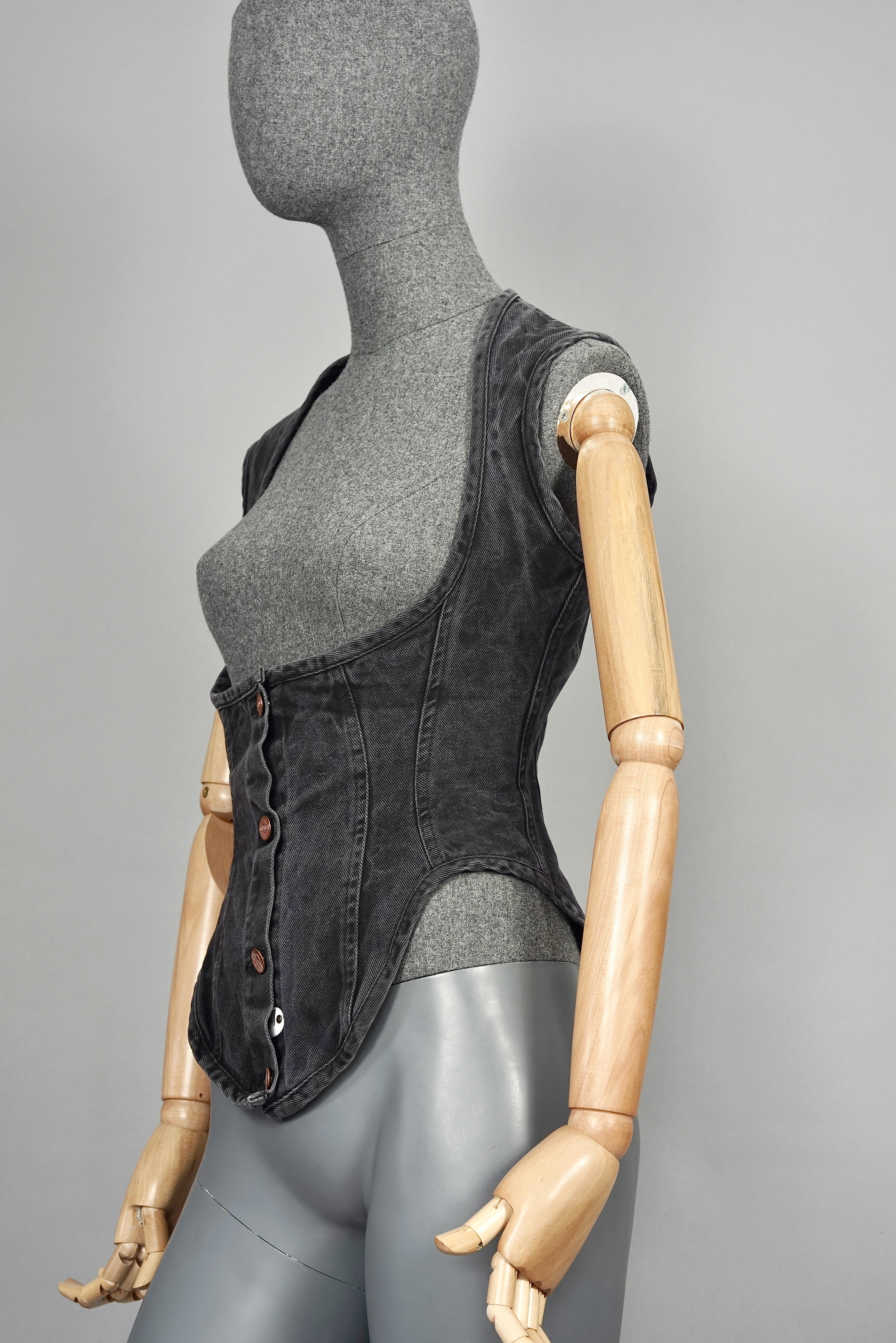 Vintage JEAN PAUL GAULTIER  Denim Corset Vest Top In Excellent Condition In Kingersheim, Alsace