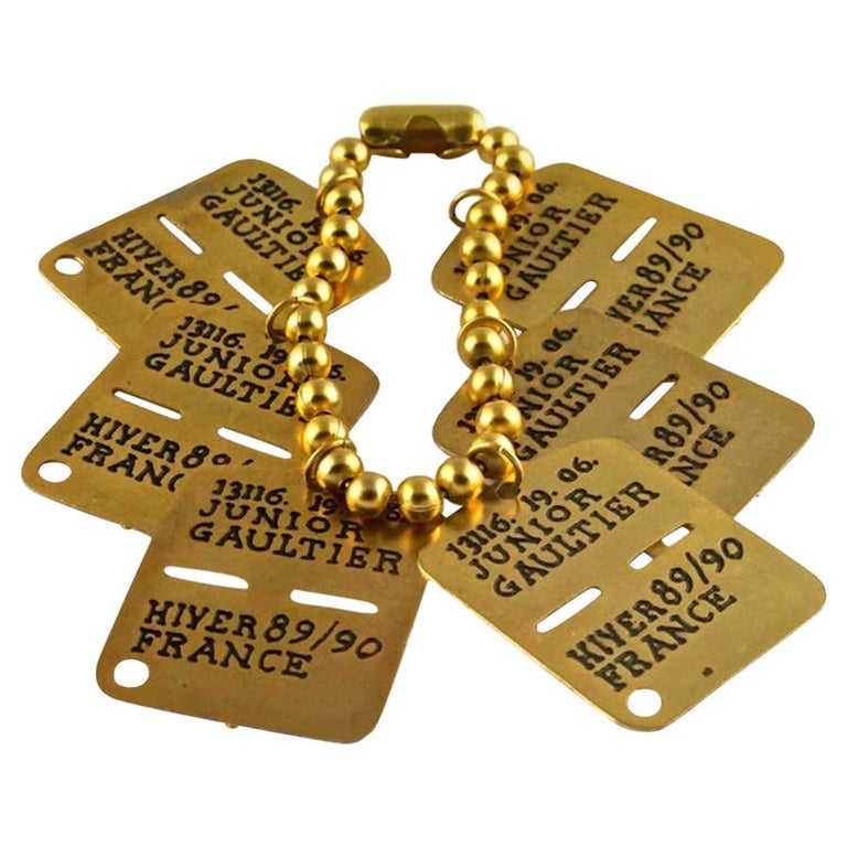 Vintage JEAN PAUL GAULTIER Dog Tag Charm Bracelet at 1stDibs jean paul gaultier perfume