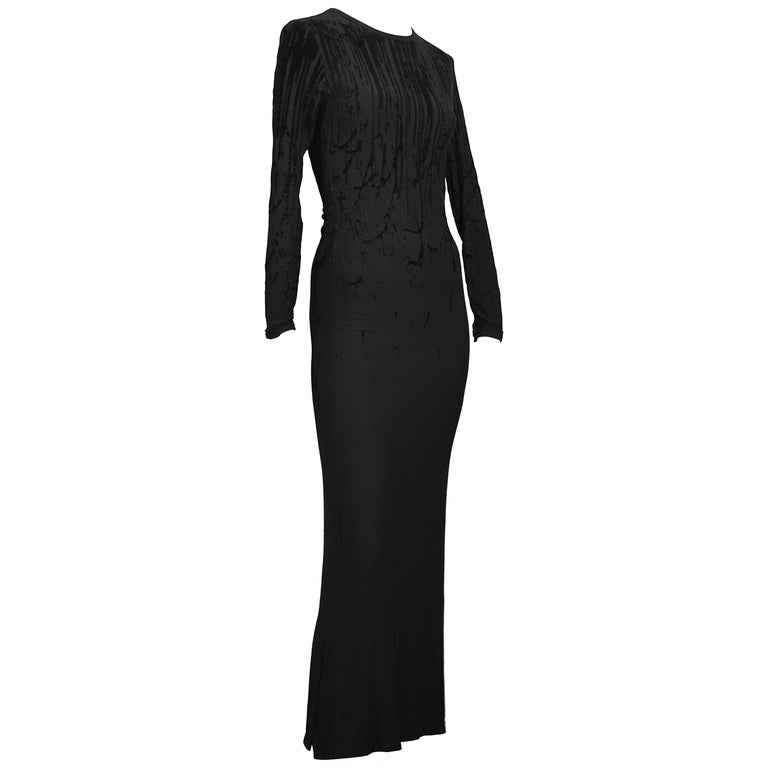 Vintage JEAN PAUL GAULTIER Drip Burnout Velvet Black Dress at 1stDibs ...