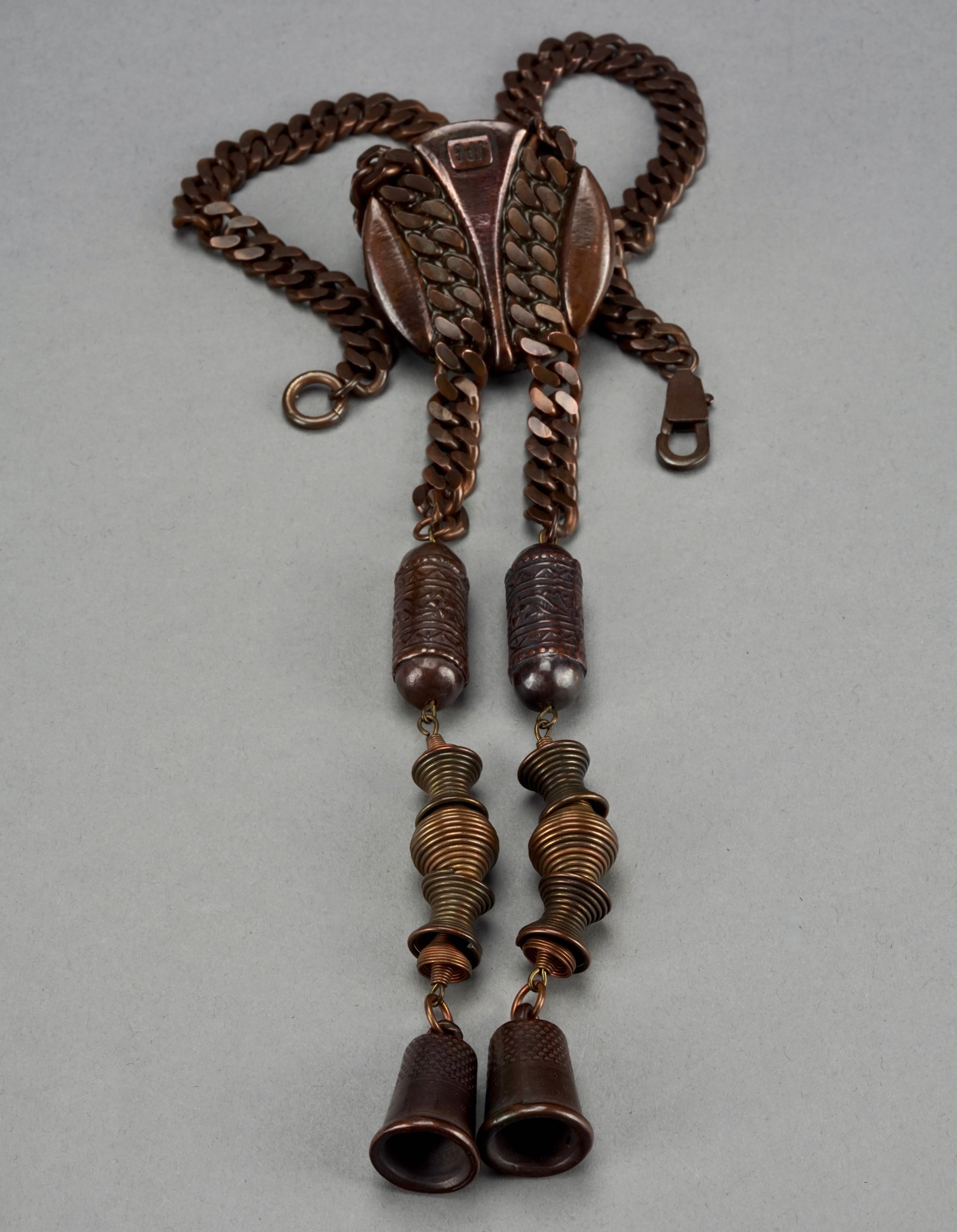 Vintage JEAN PAUL GAULTIER Enamel Tribal Charm Brutalist Necklace 7