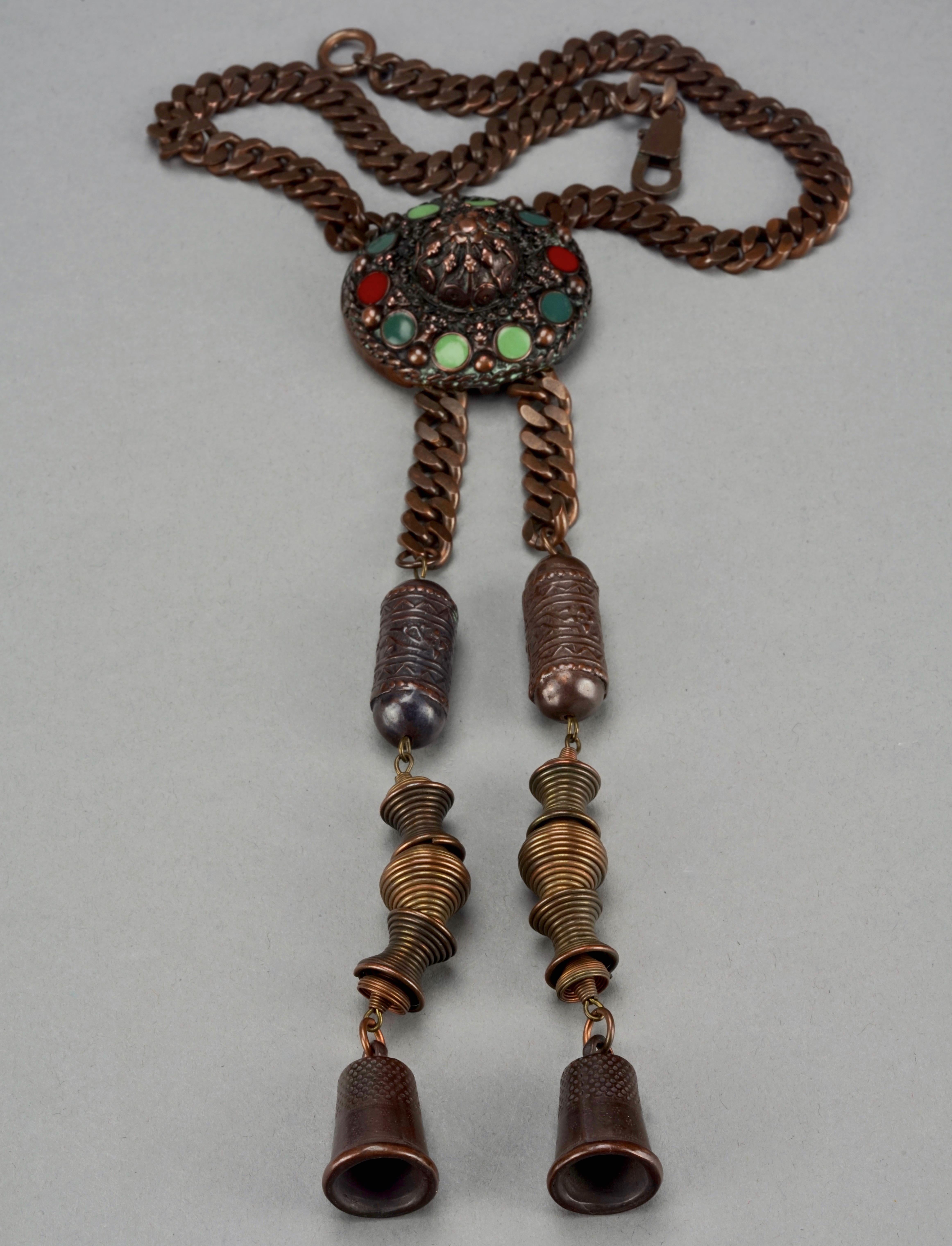 Women's or Men's Vintage JEAN PAUL GAULTIER Enamel Tribal Charm Brutalist Necklace